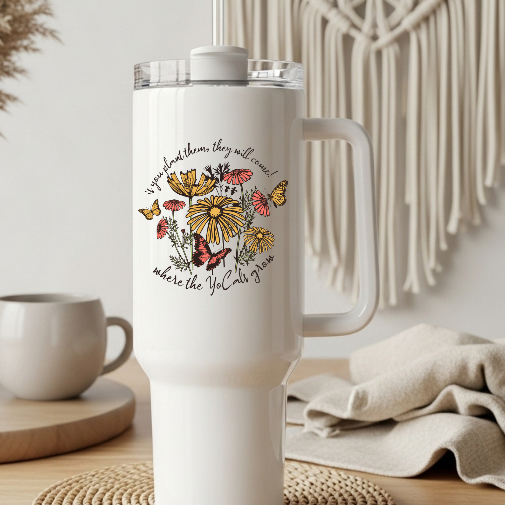 Boho Gardening Tumbler, 40oz - 'If You Plant Them, They Will Come' Design