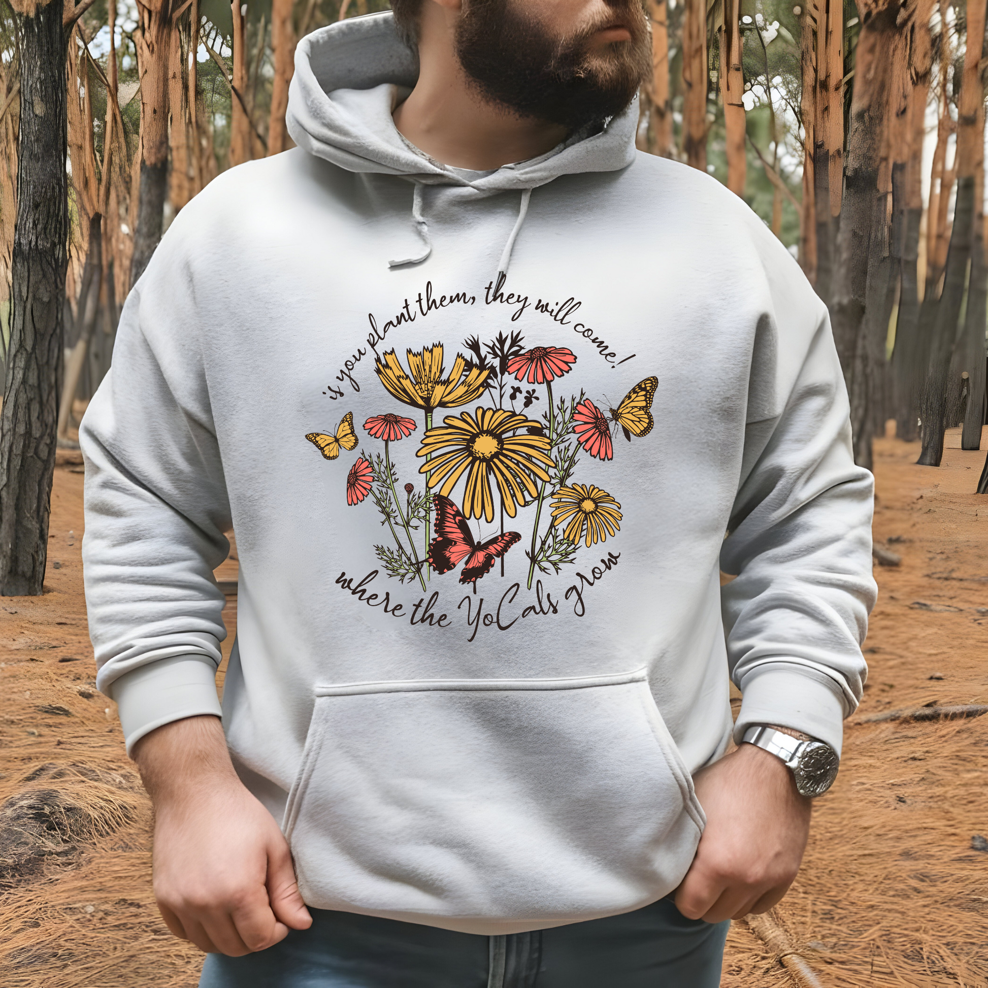 Boho Wildflower Butterfly Hooded Sweatshirt - Where the YoCals Grow Exclusive Merchandise
