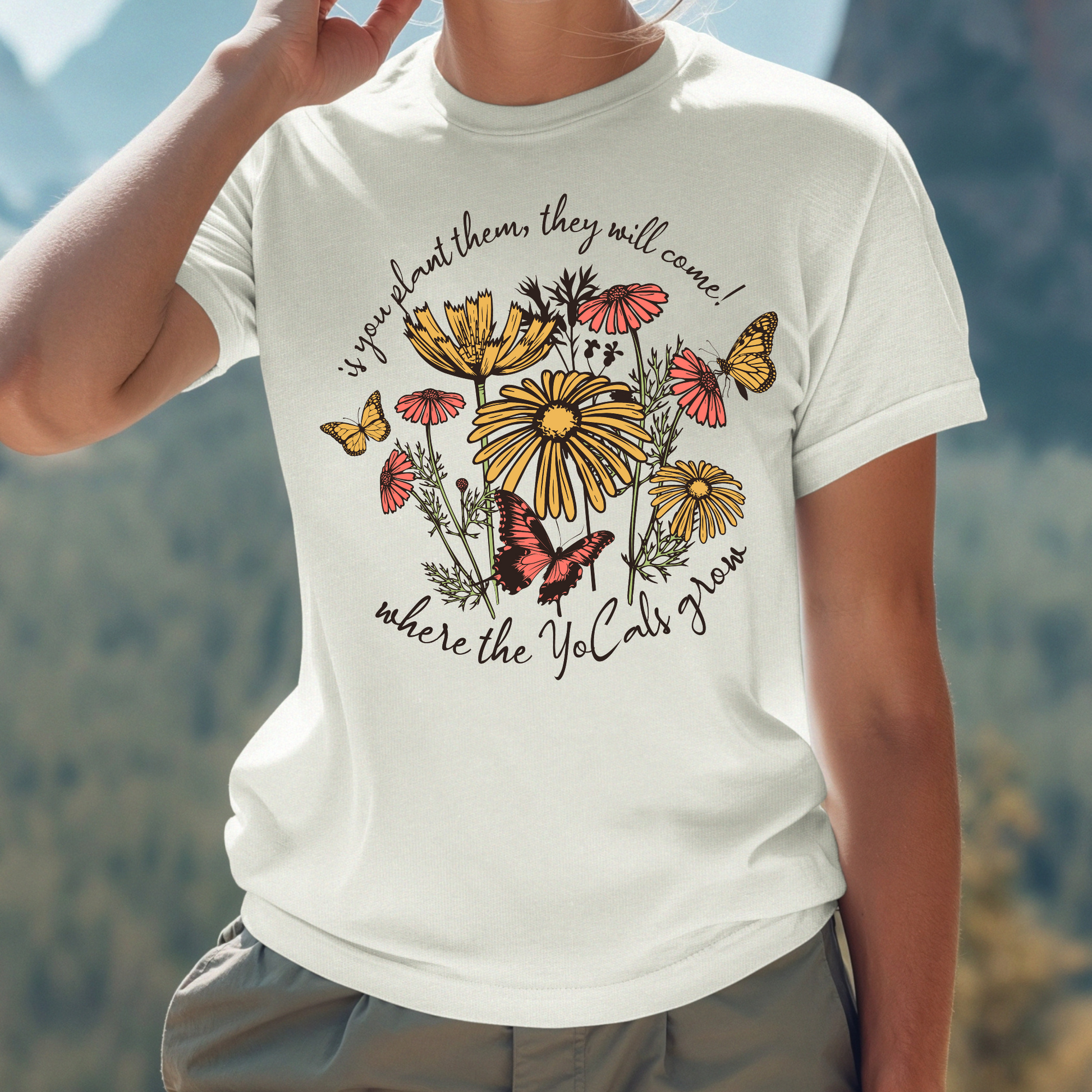 Boho Gardening T-shirt - 'if you plant them, they will come'