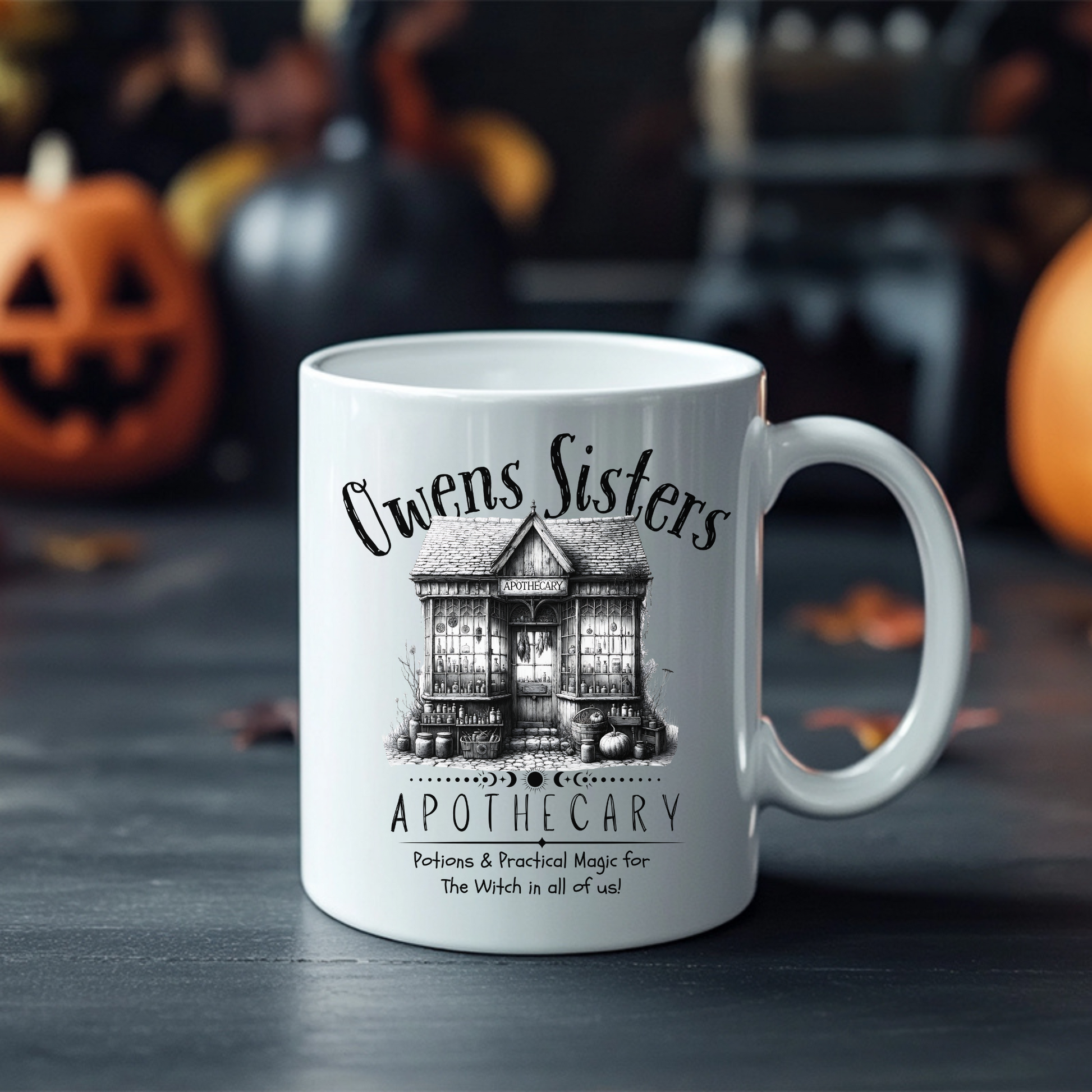Practically Magical Apothecary Mug – Owens Sisters Herb Shop Halloween Mug | Witchy Fall Ceramic Mug 11oz 15oz