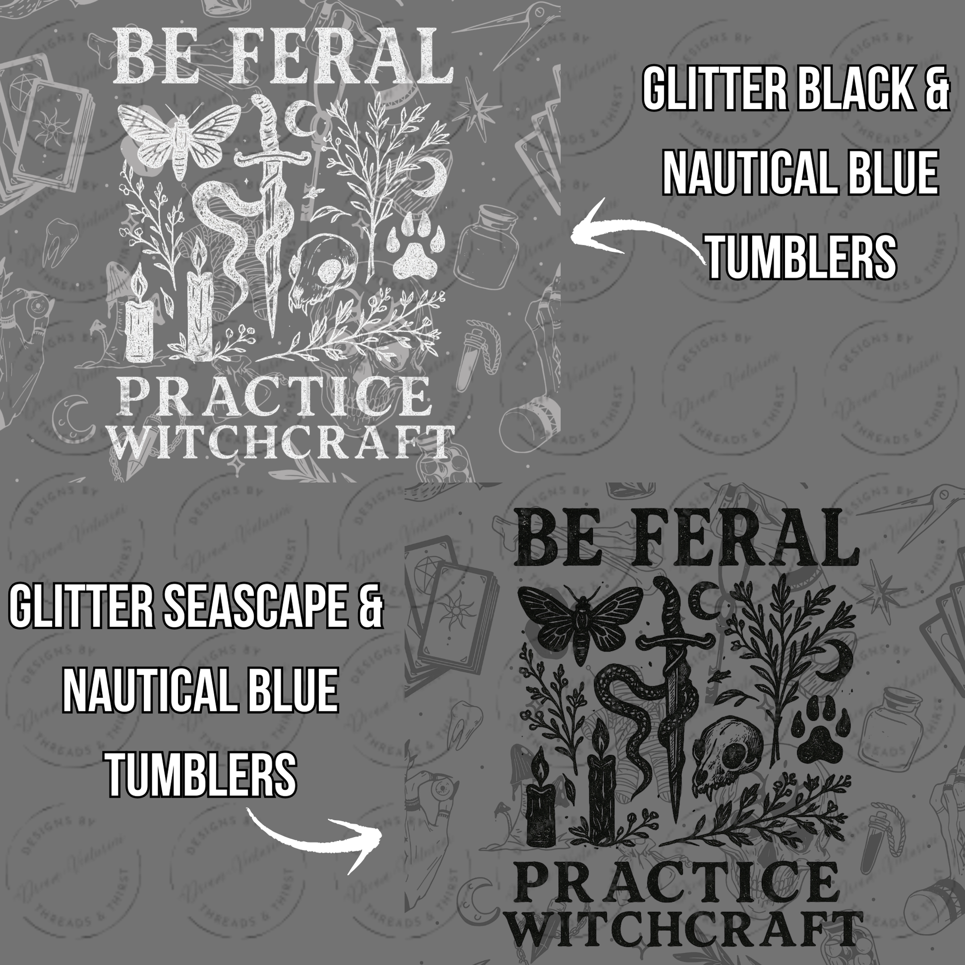 Mystical Witchcraft Tumbler, 20oz Skinny Tumbler, Be Fearless Drinkware, Gifts for Witches, Spooky Home Decor, Spiritual Mugs