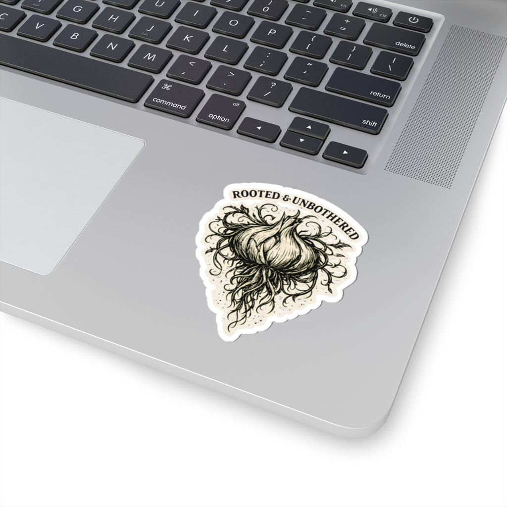 Rooted & Unbothered Garlic Bulb Sticker — Botanical, Boho Laptop Decal