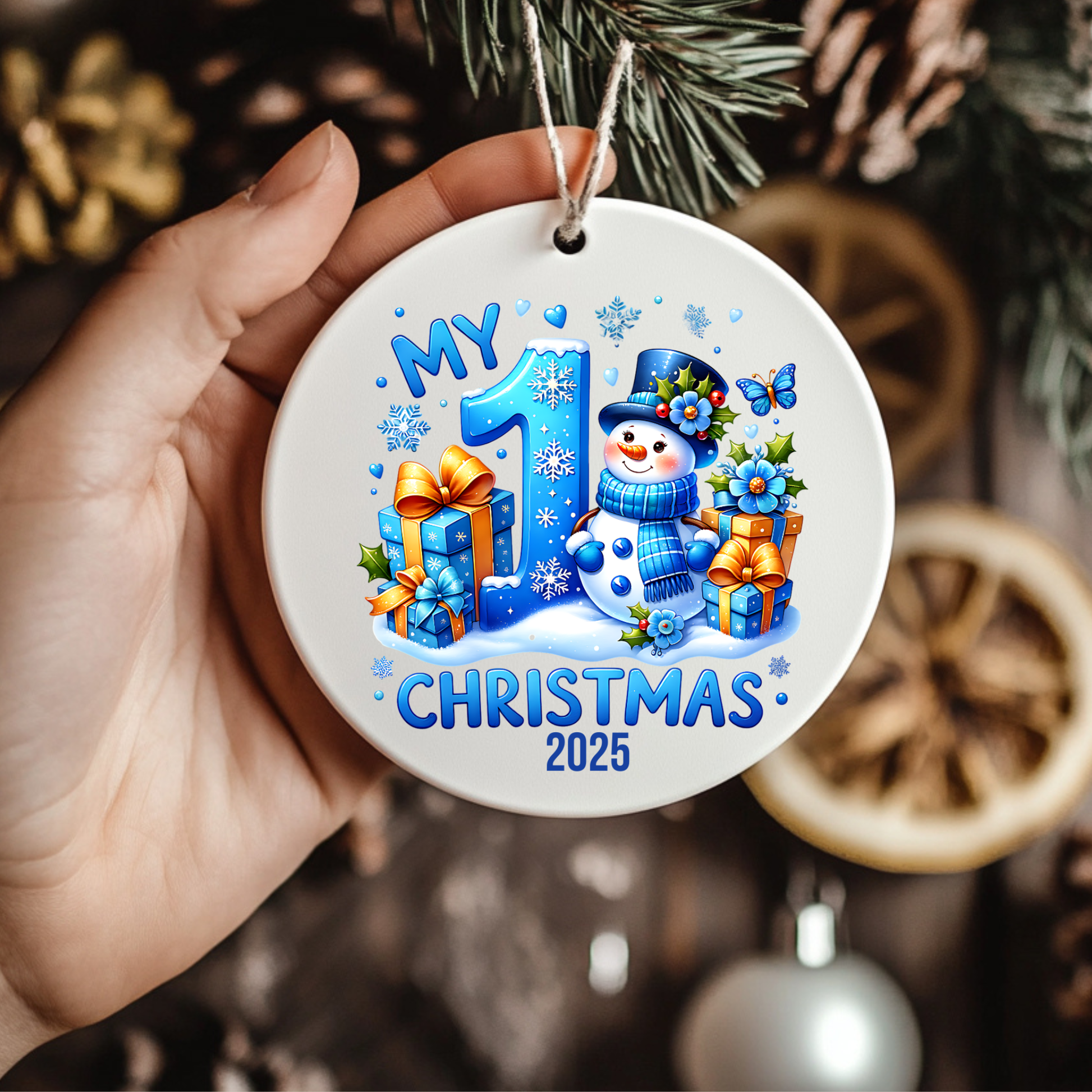 First Christmas Ornament, Holiday Decor, Baby's First Christmas Keepsake, Snowman Decoration, Seasonal Ornament