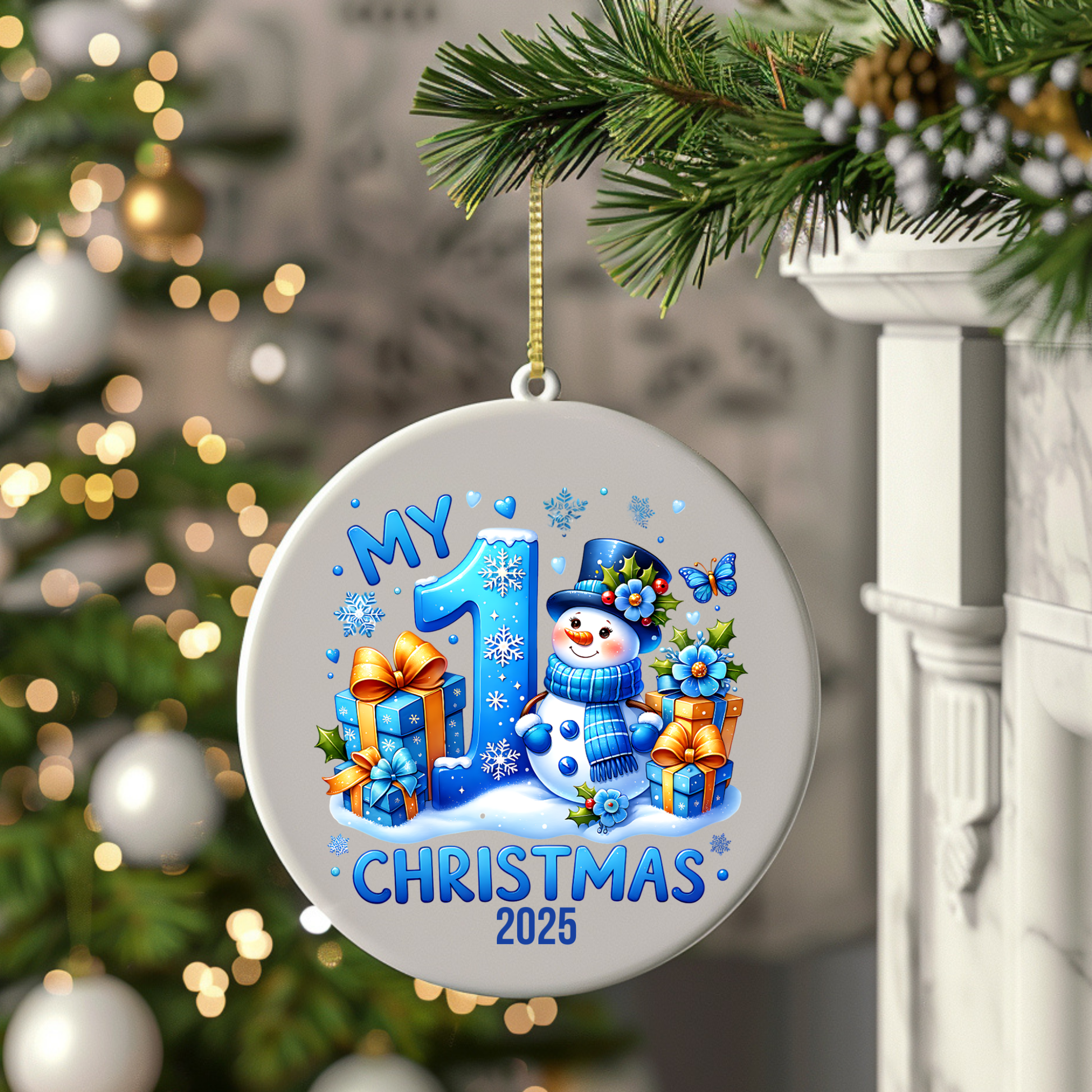 First Christmas Ornament, Holiday Decor, Baby's First Christmas Keepsake, Snowman Decoration, Seasonal Ornament