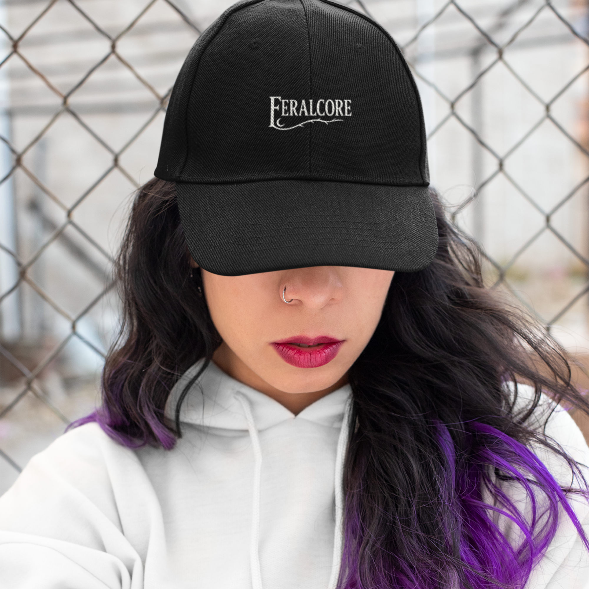 Feralcore Shadow Crown – Women’s Black Camo Embroidered Performance Hat