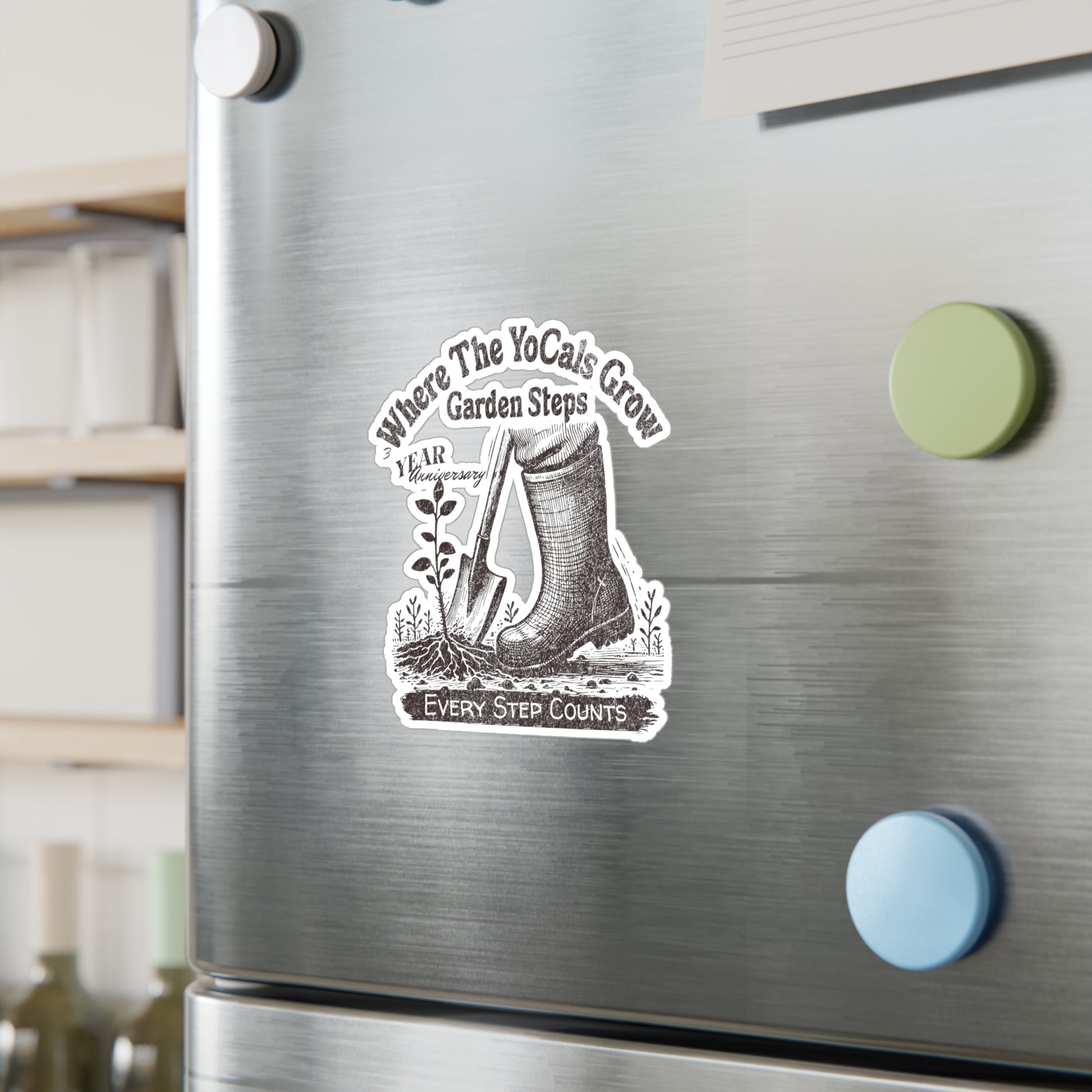 Vinyl Decal - Where The YoCals Grow 3rd Anniversary 'Garden Steps, Every Step Counts'