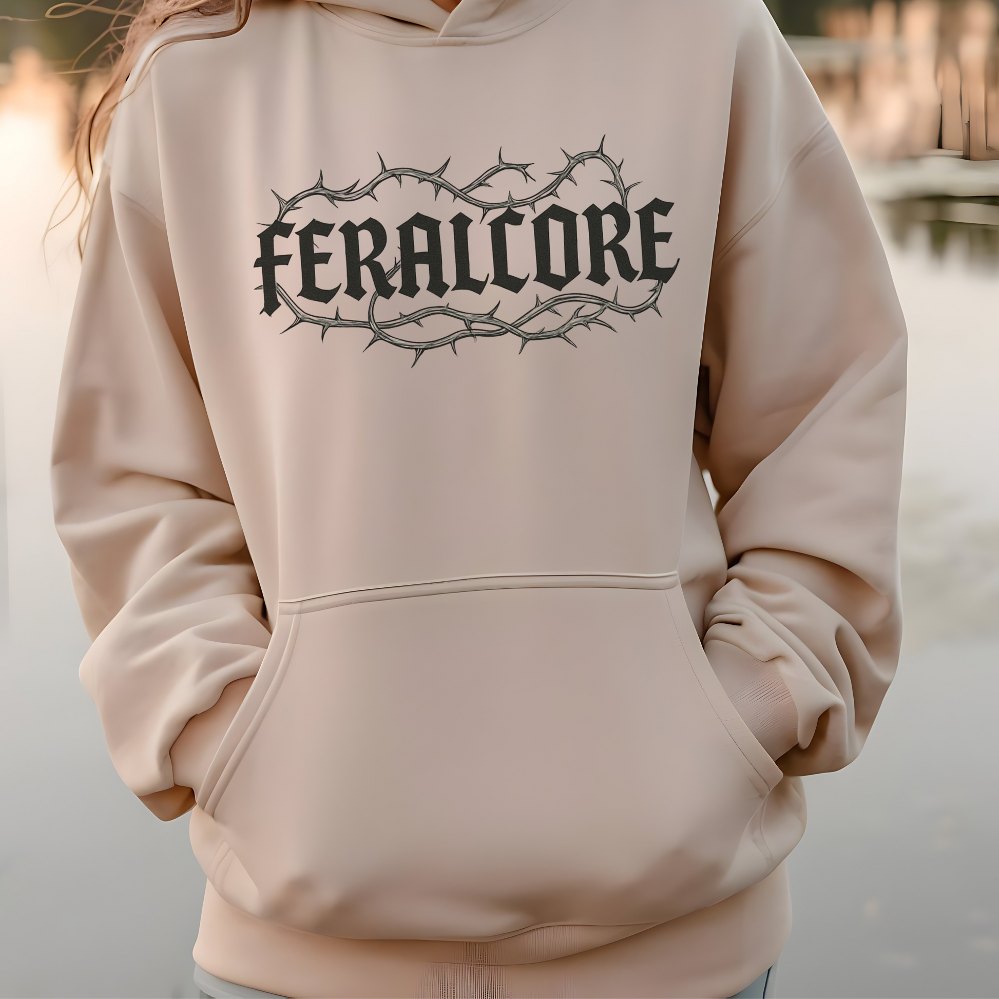 Feralcore Witch Hoodie – Be Feral Practice Witchcraft Barbed Wire Gothic Sweatshirt