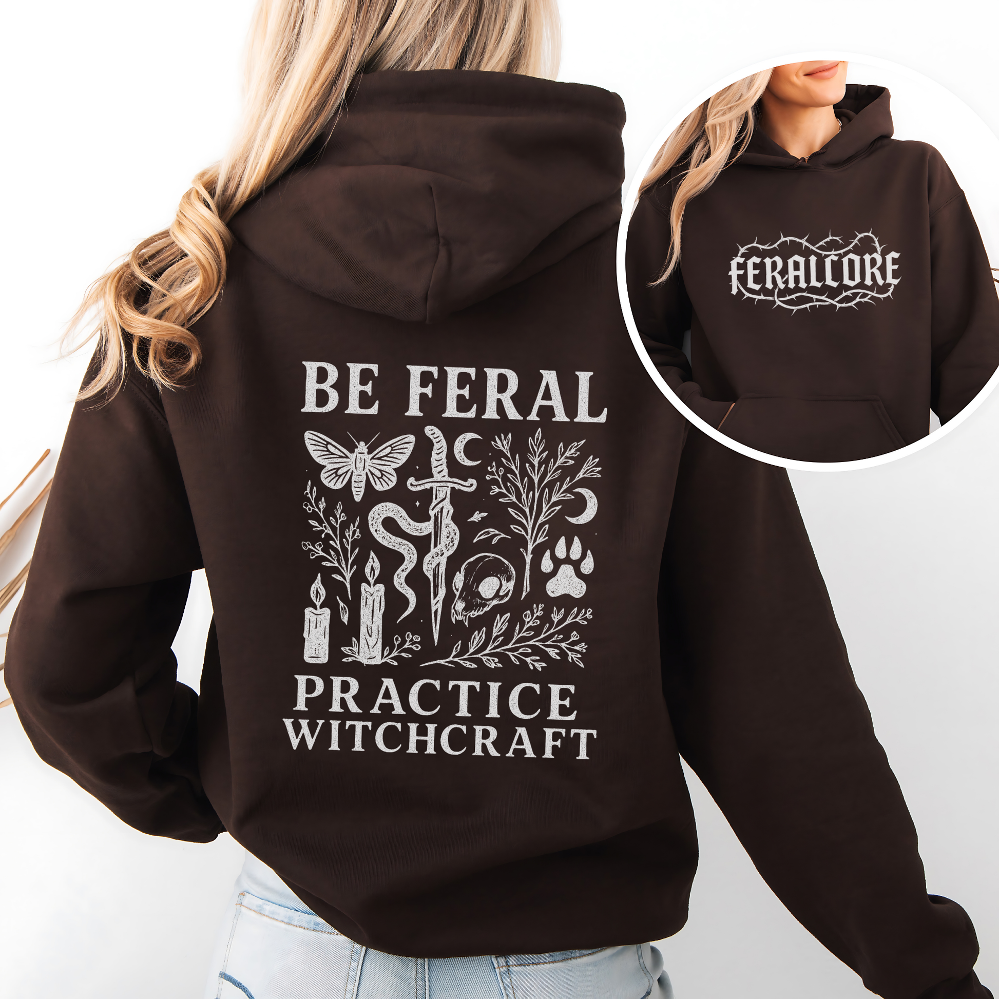 Feralcore Witch Hoodie – Be Feral Practice Witchcraft Barbed Wire Gothic Sweatshirt