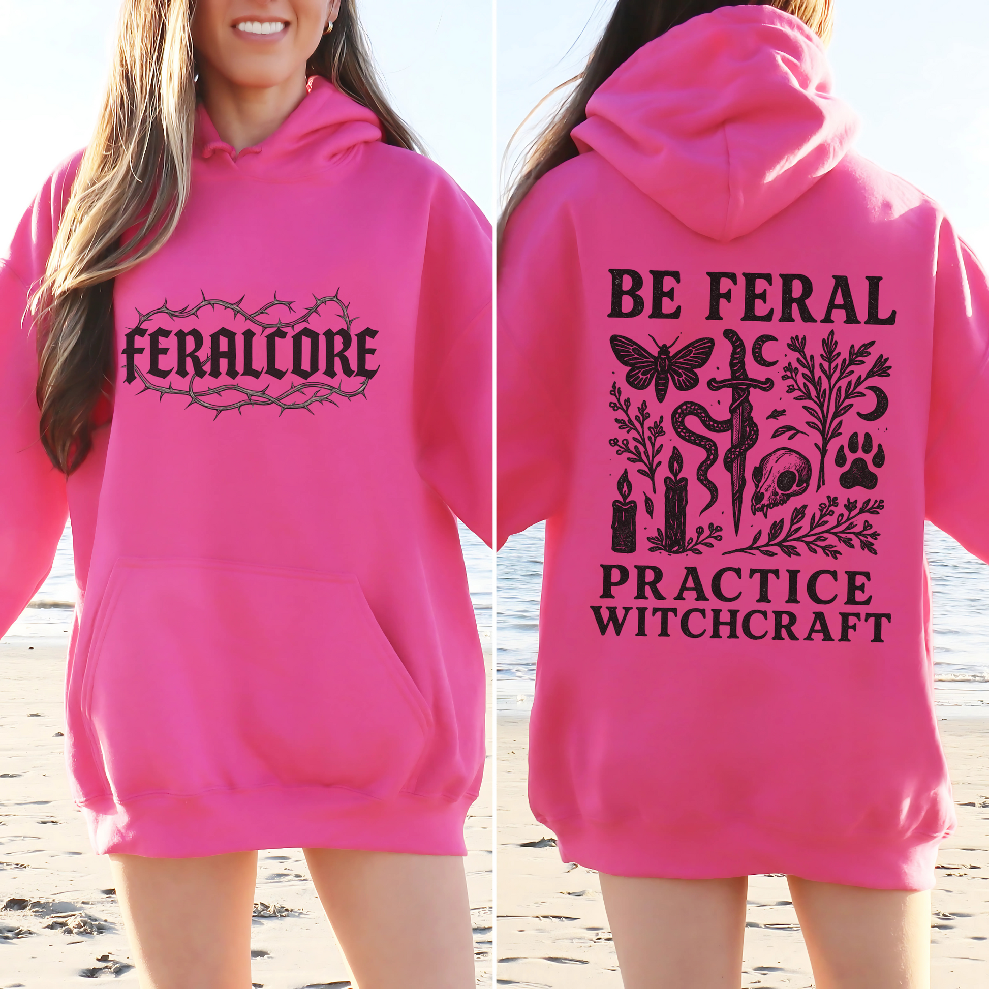 Feralcore Witch Hoodie – Be Feral Practice Witchcraft Barbed Wire Gothic Sweatshirt