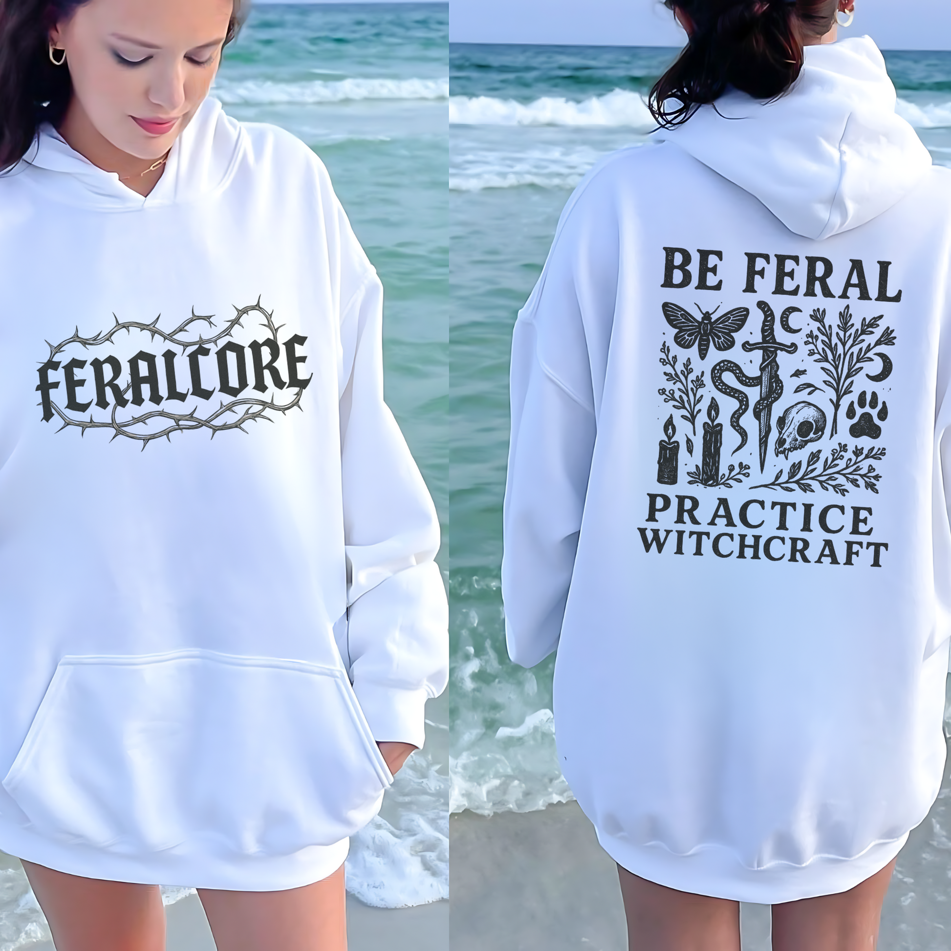 Feralcore Witch Hoodie – Be Feral Practice Witchcraft Barbed Wire Gothic Sweatshirt