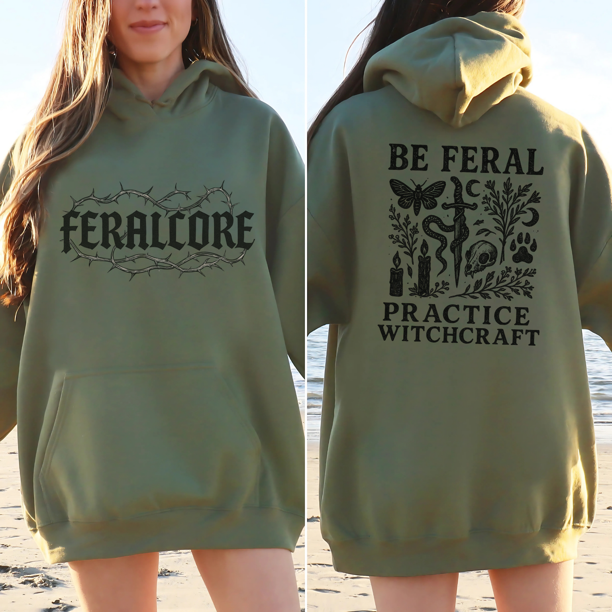 Feralcore Witch Hoodie – Be Feral Practice Witchcraft Barbed Wire Gothic Sweatshirt