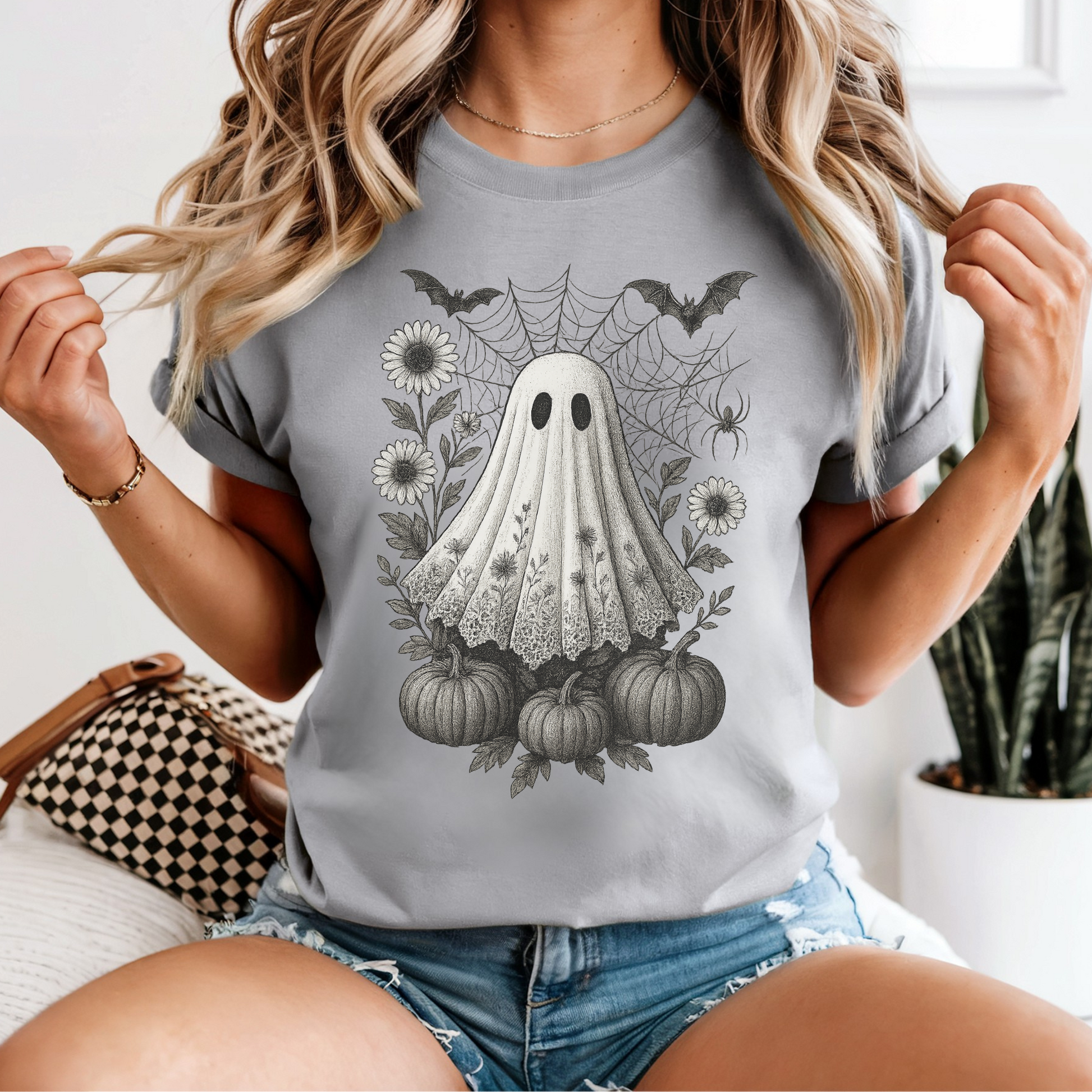 Boo in Boojee Lace Ghost Shirt – Cute Vintage Gothic Halloween Comfort Colors Tee