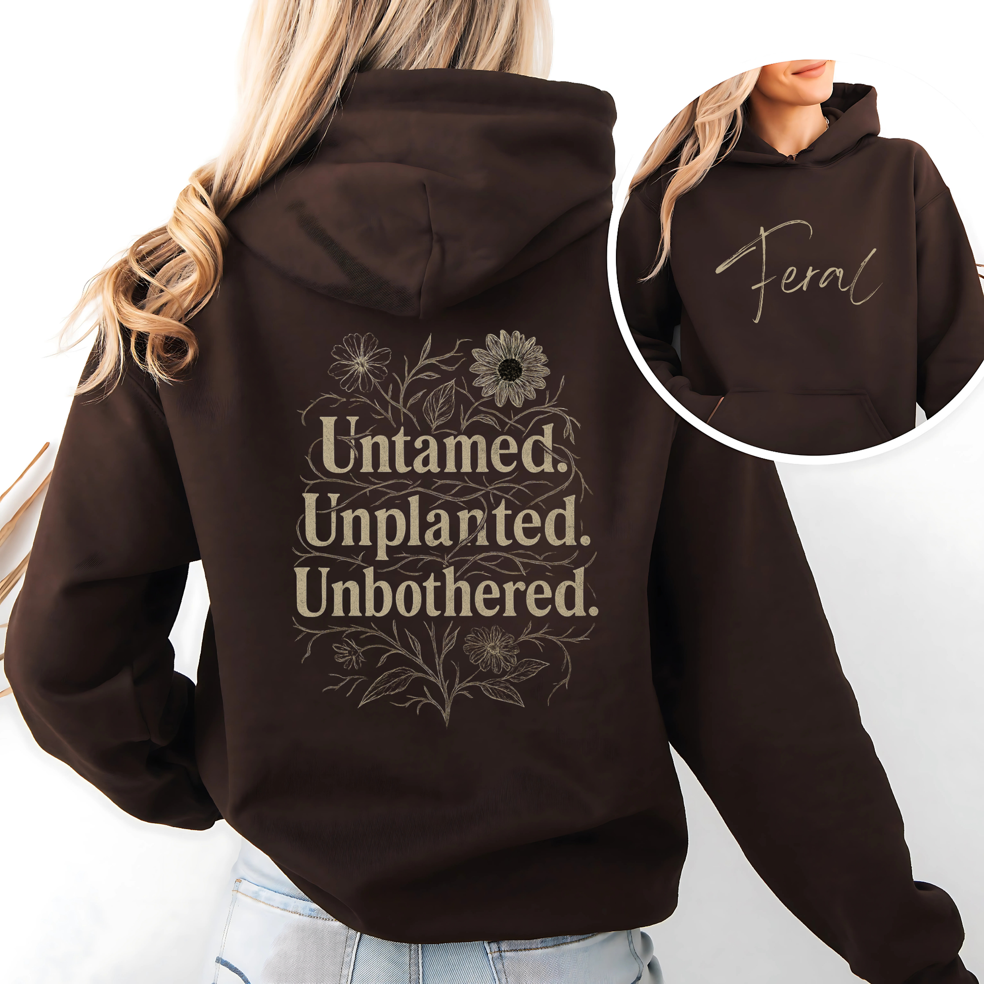 Feral Hoodie, Feral Sweatshirt, Feral Girl, Feral Woman, Feral Wife, Feral Mama, Feral Girlfriend, Cottagecore Floral Hoodie, Gildan 18500
