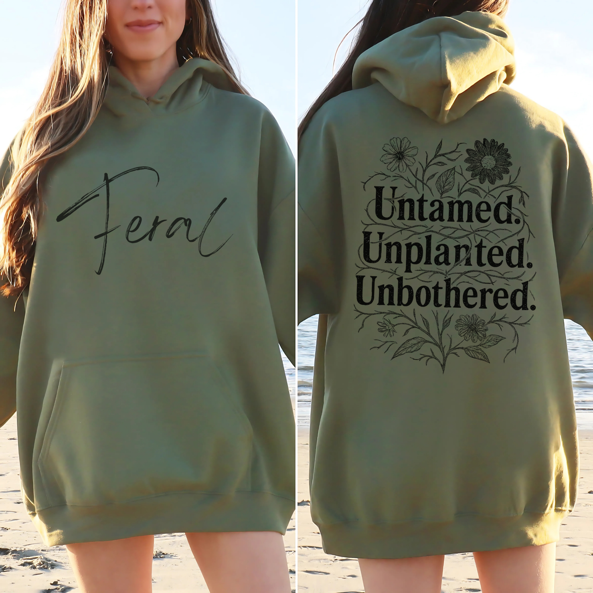 Feral Hoodie, Feral Sweatshirt, Feral Girl, Feral Woman, Feral Wife, Feral Mama, Feral Girlfriend, Cottagecore Floral Hoodie, Gildan 18500