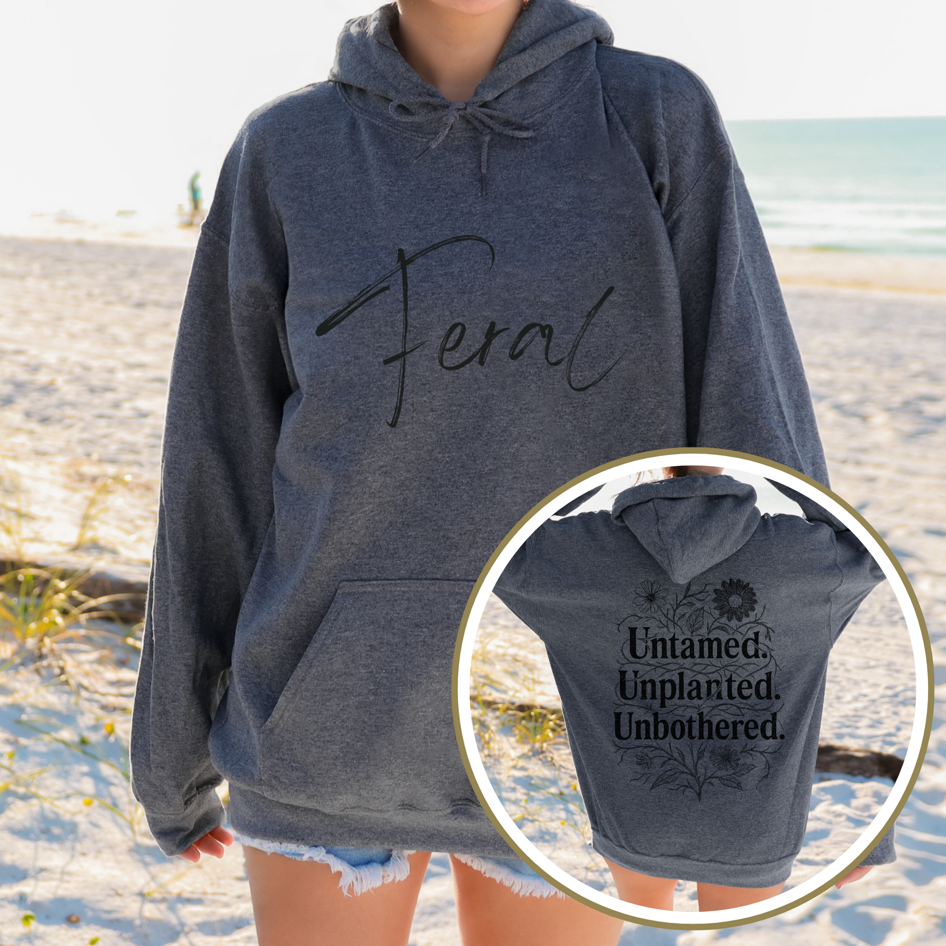 Feral Hoodie, Feral Sweatshirt, Feral Girl, Feral Woman, Feral Wife, Feral Mama, Feral Girlfriend, Cottagecore Floral Hoodie, Gildan 18500