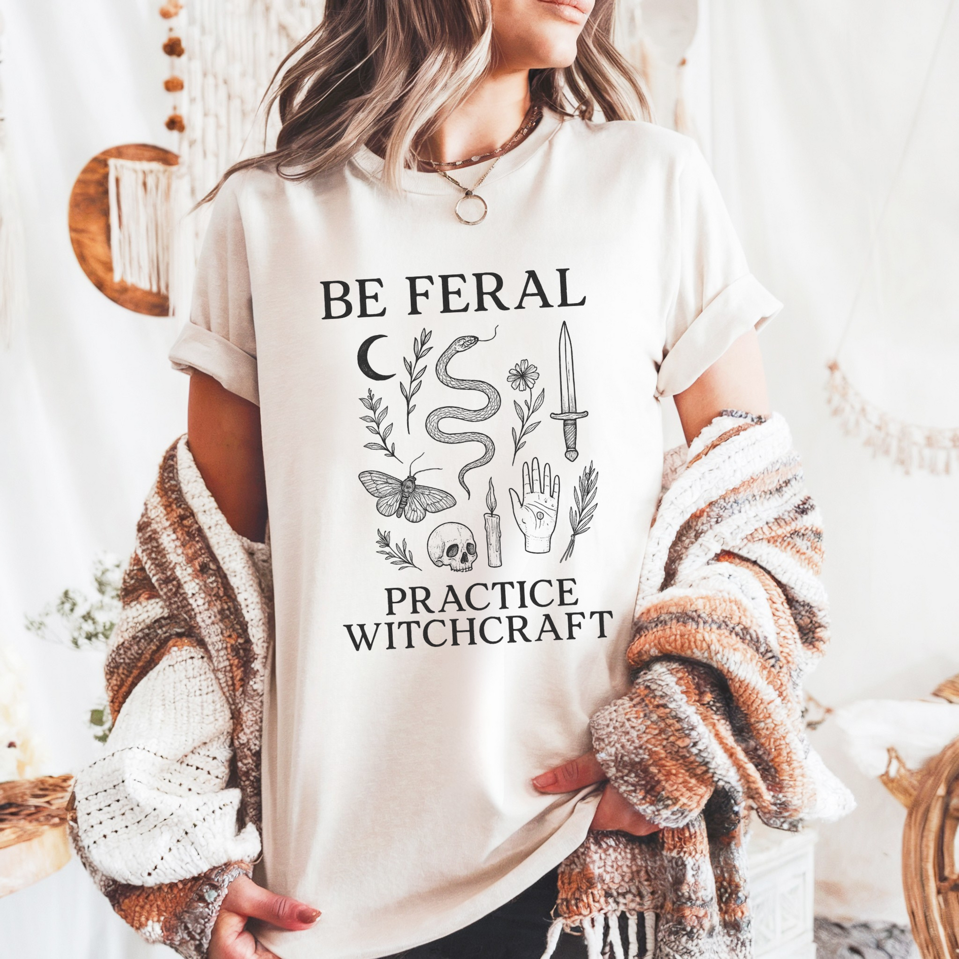 Feral Witchcraft T-Shirt, Unisex Casual Tee, Witchy Apparel, Boho Style, Eco-Friendly Gift, Spiritual Clothing