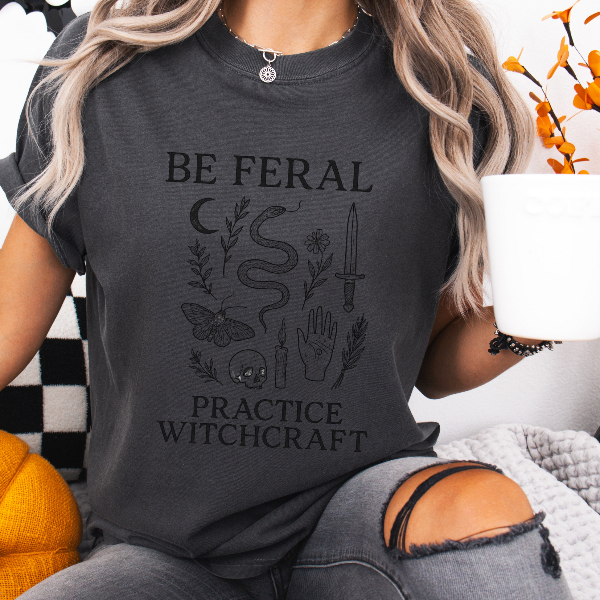 Feral Witchcraft T-Shirt, Unisex Casual Tee, Witchy Apparel, Boho Style, Eco-Friendly Gift, Spiritual Clothing