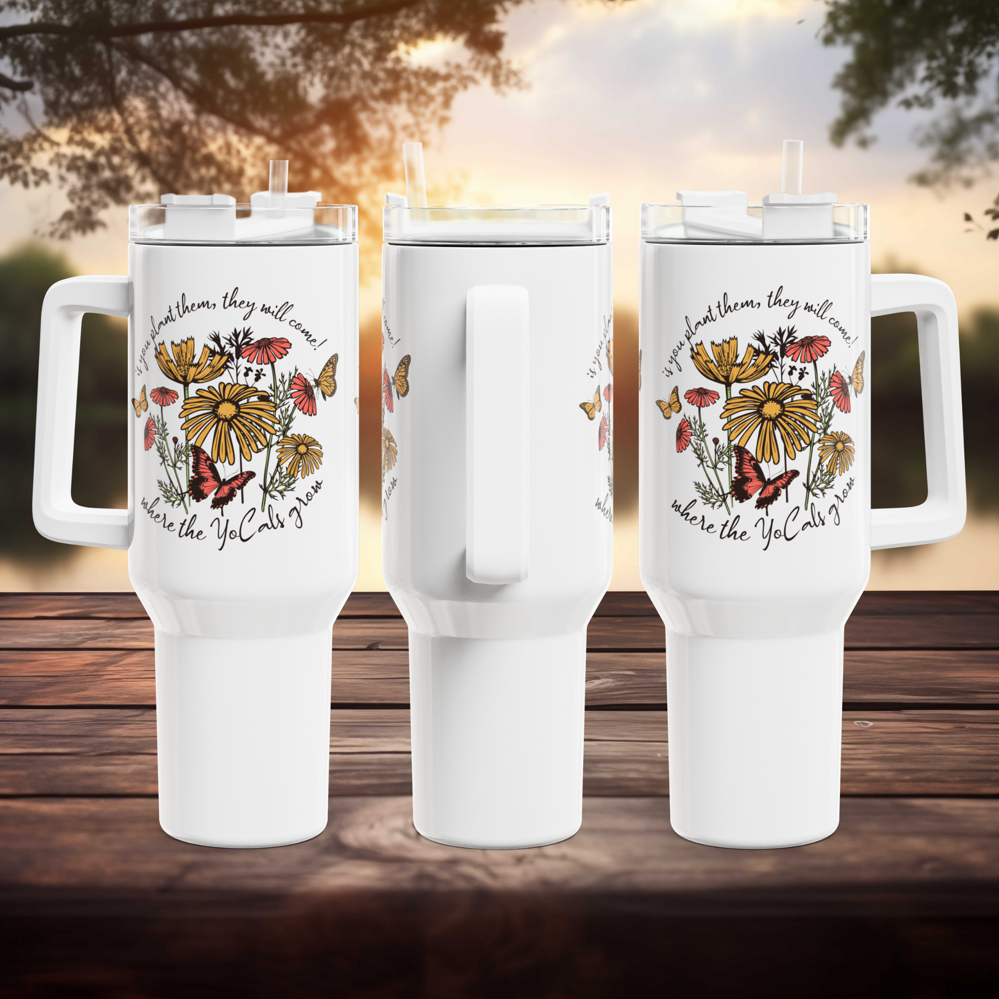 Boho Gardening Tumbler, 40oz - 'If You Plant Them, They Will Come' Design