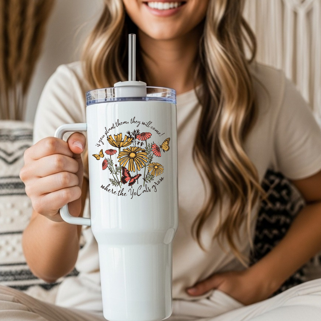 Boho Gardening Tumbler, 40oz - 'If You Plant Them, They Will Come' Design