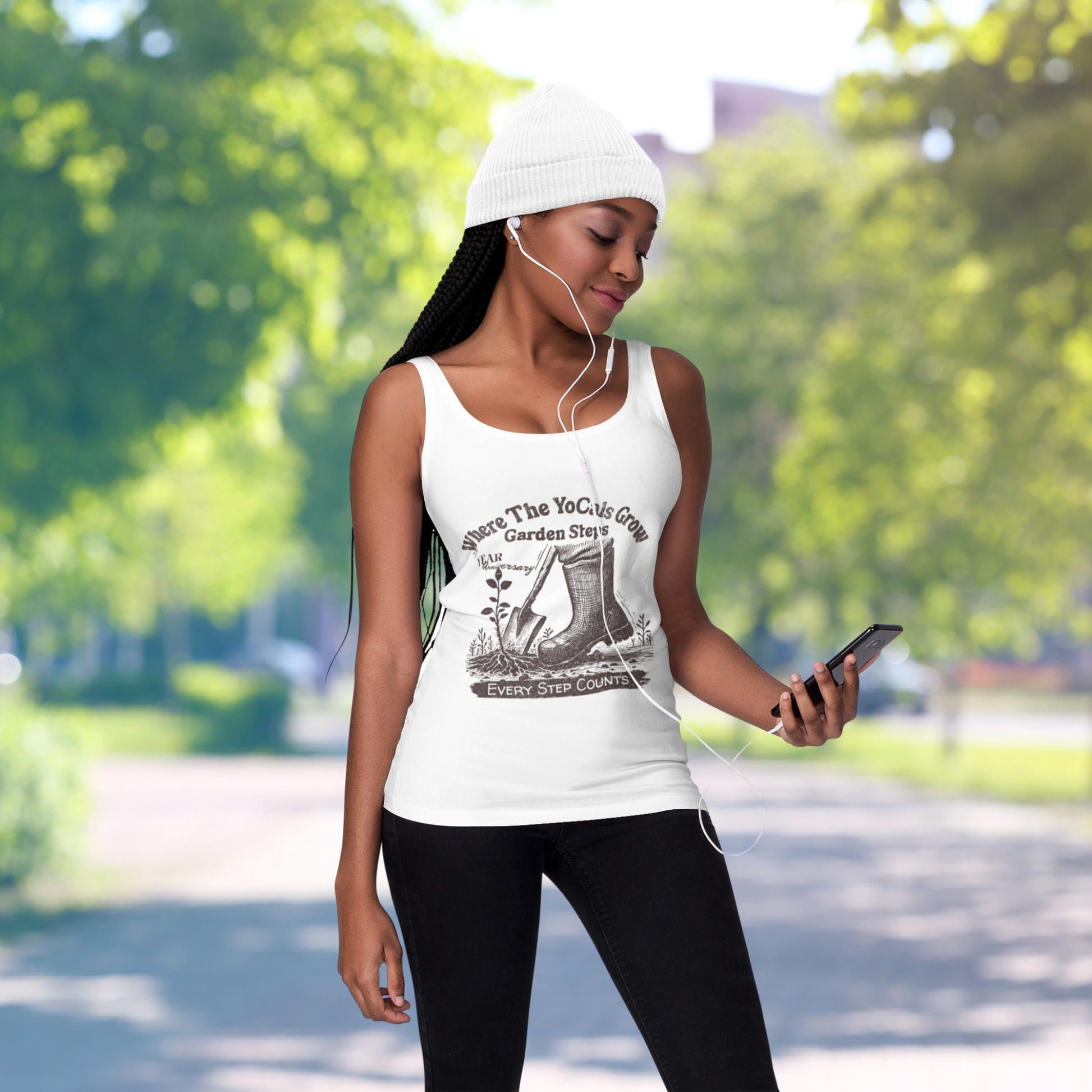 Tank Top - 'Garden Steps, Every Step Counts' - Earth Lover and YouTube Enthusiast Gift