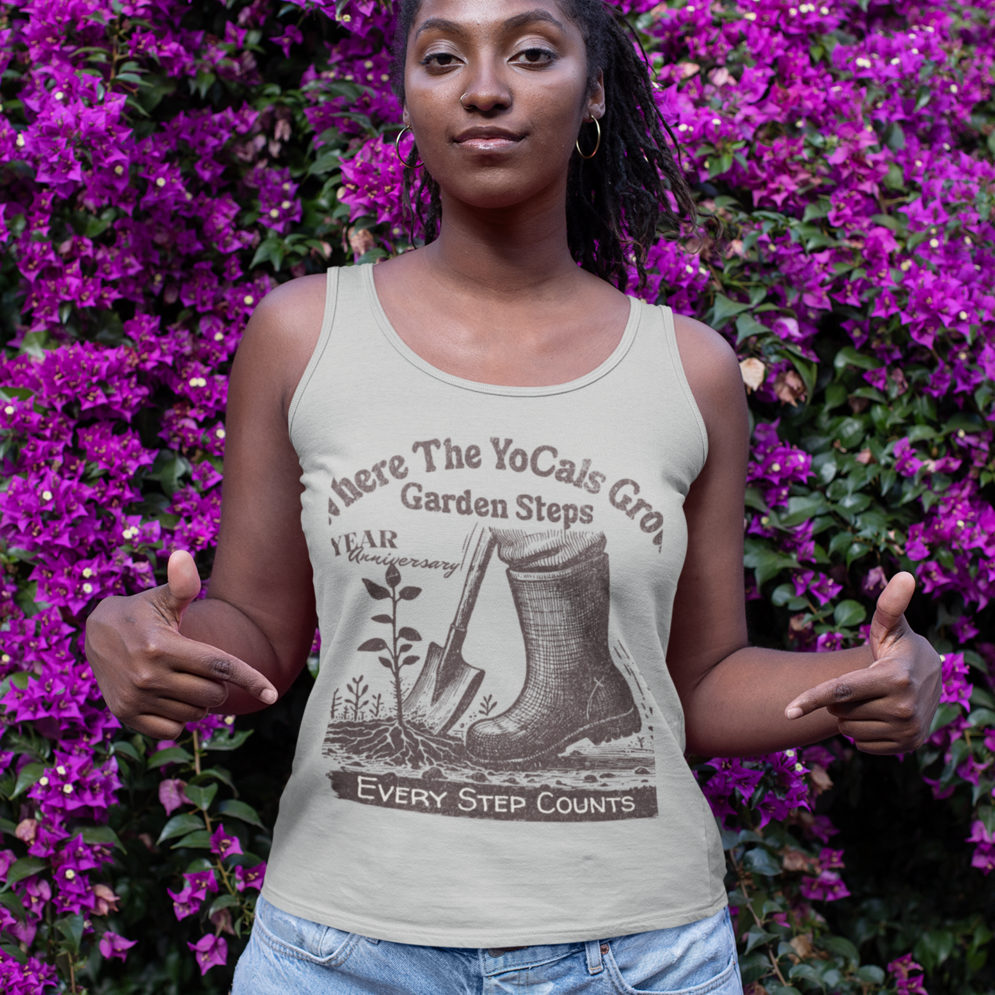 Tank Top - 'Garden Steps, Every Step Counts' - Earth Lover and YouTube Enthusiast Gift