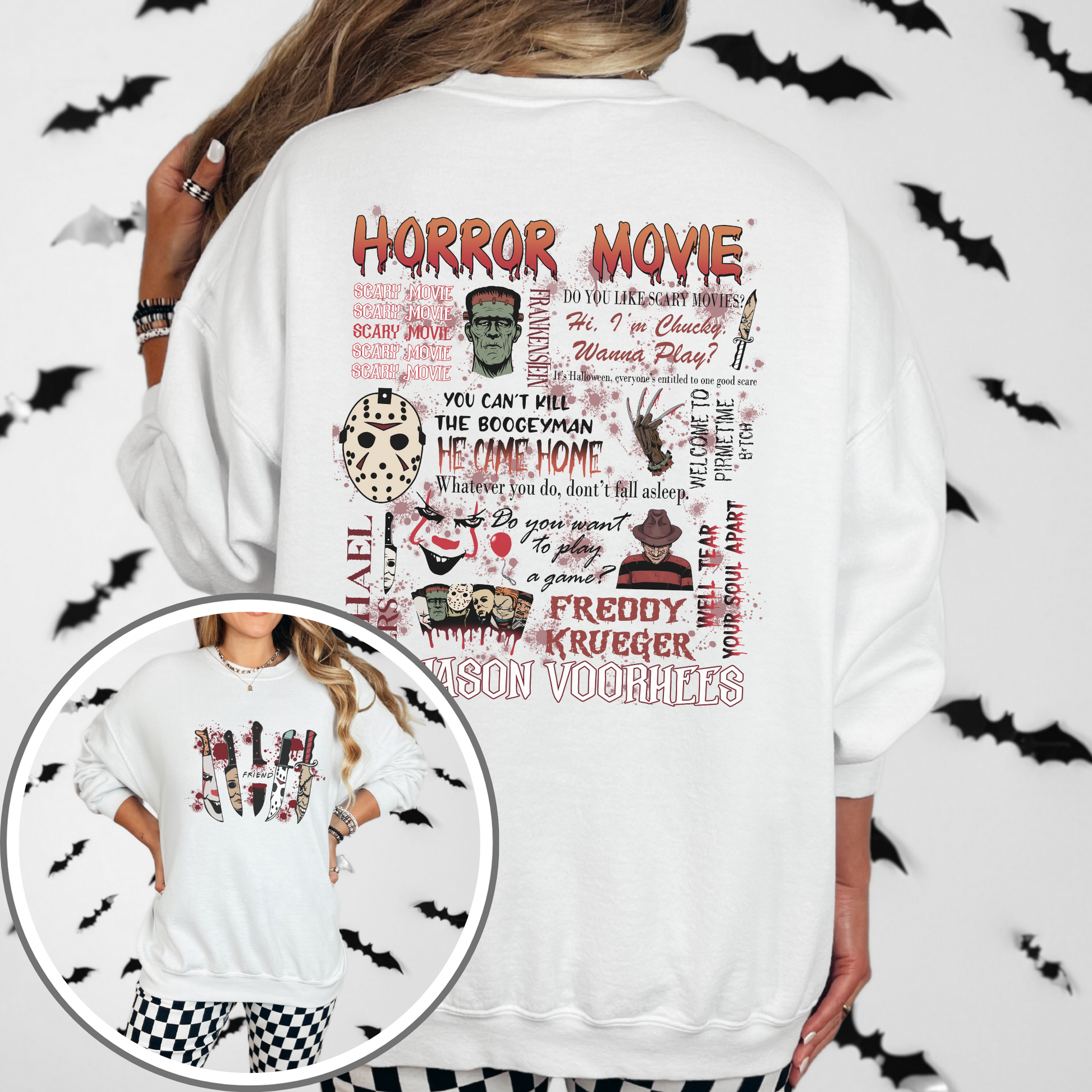 Vintage Horror Movie Night Sweatshirt – Cozy Halloween Crewneck for Spooky Season