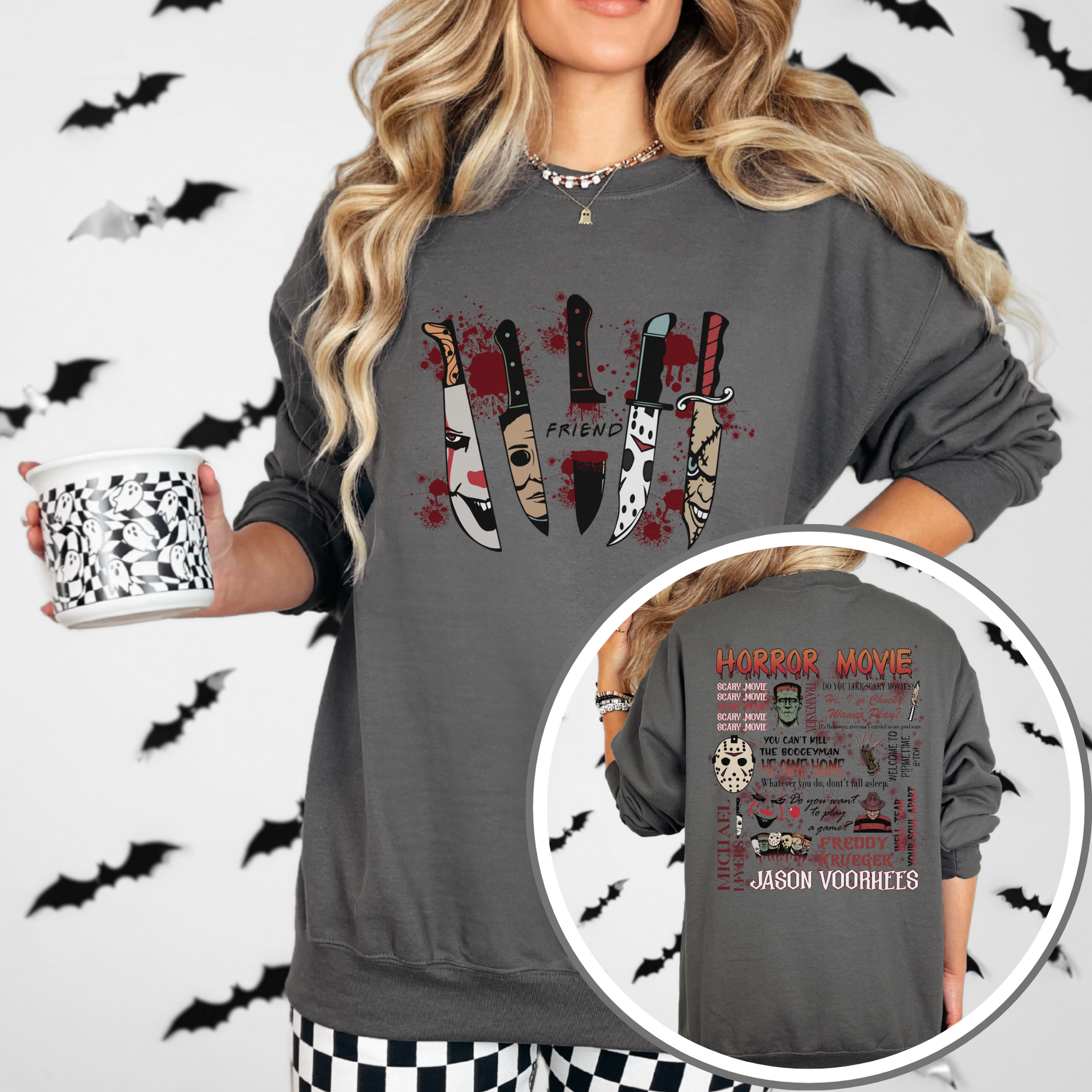 Vintage Horror Movie Night Sweatshirt – Cozy Halloween Crewneck for Spooky Season