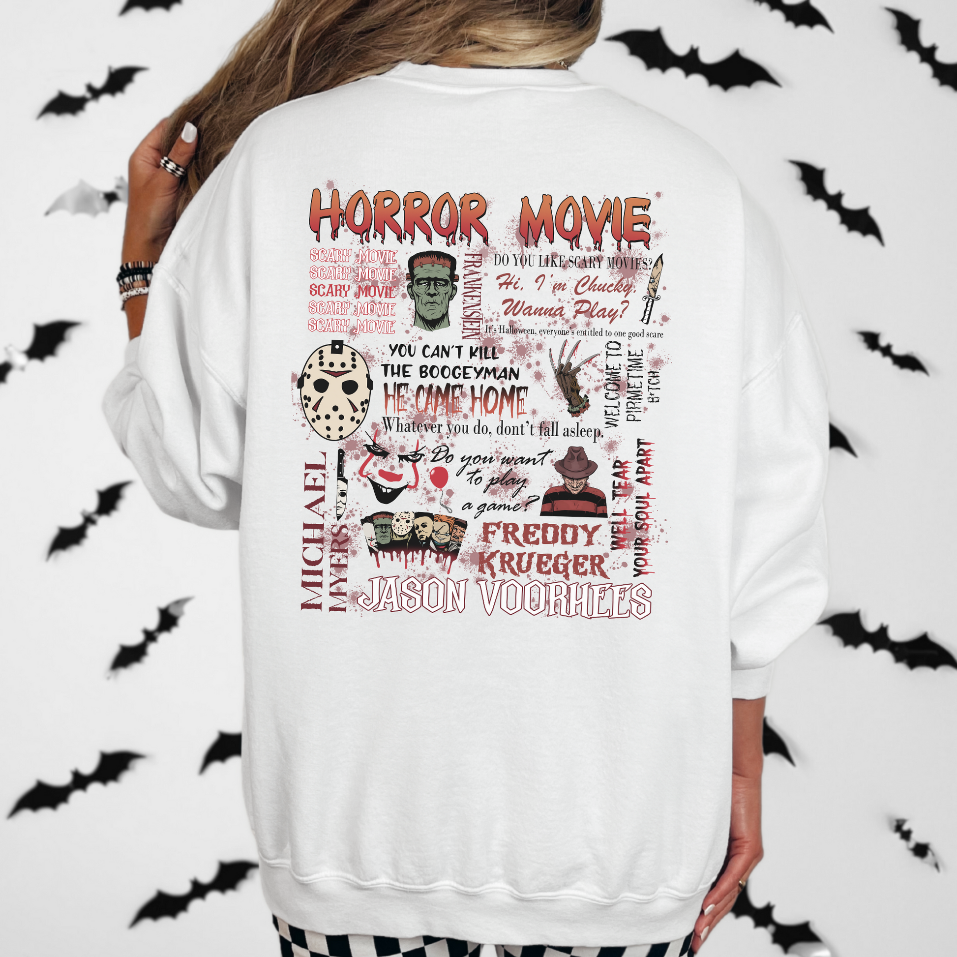Vintage Horror Movie Night Sweatshirt – Cozy Halloween Crewneck for Spooky Season