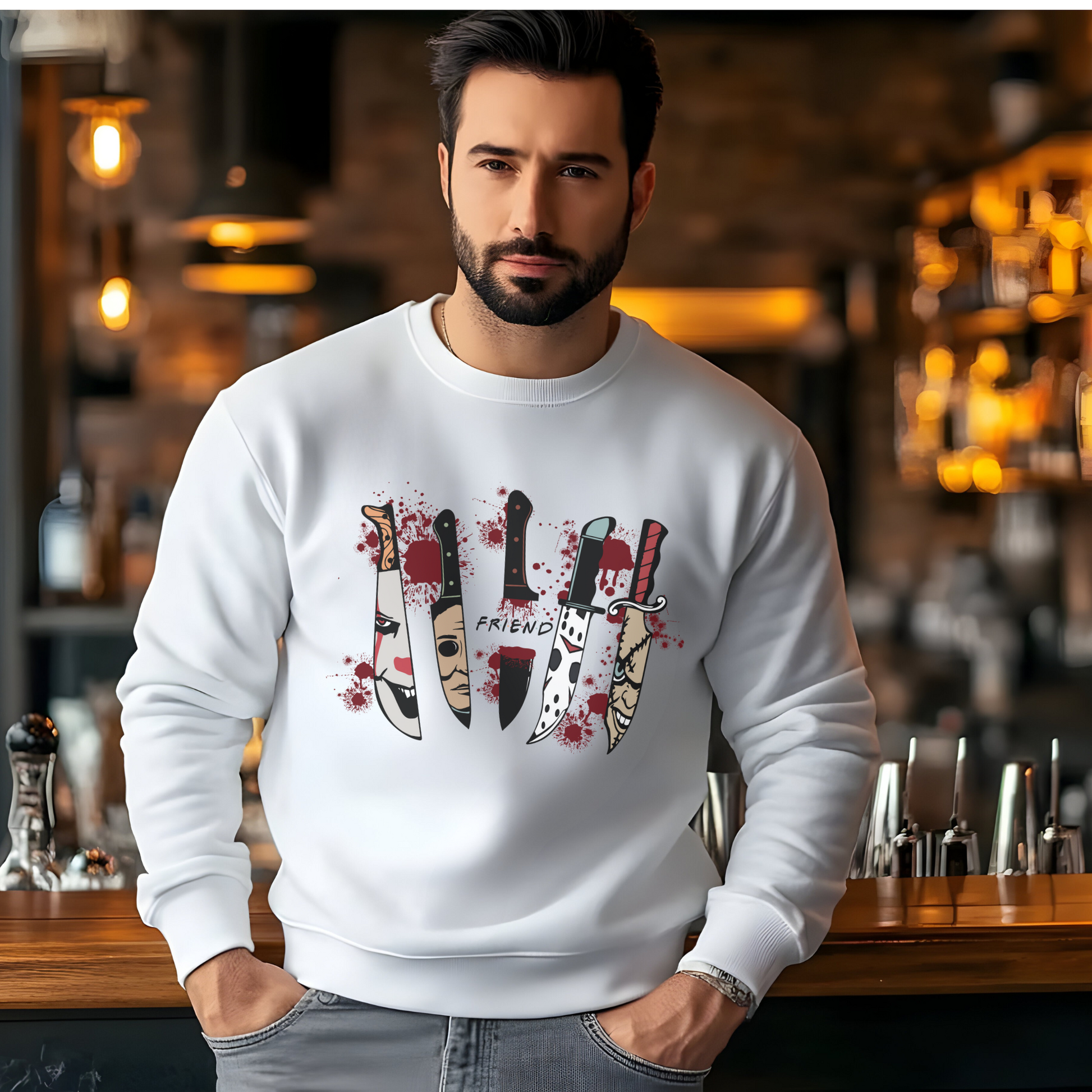Vintage Horror Movie Night Sweatshirt – Cozy Halloween Crewneck for Spooky Season
