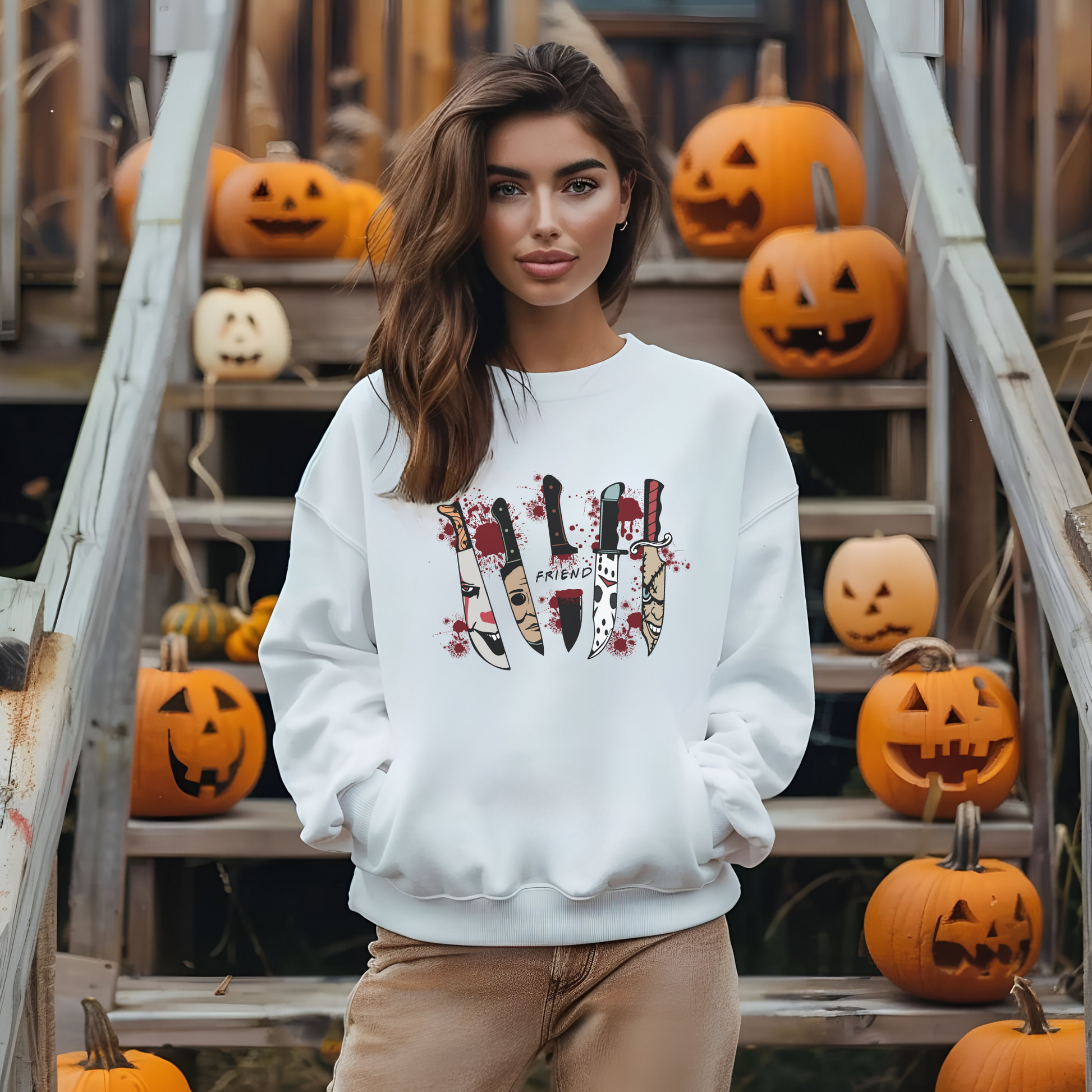 Vintage Horror Movie Night Sweatshirt – Cozy Halloween Crewneck for Spooky Season