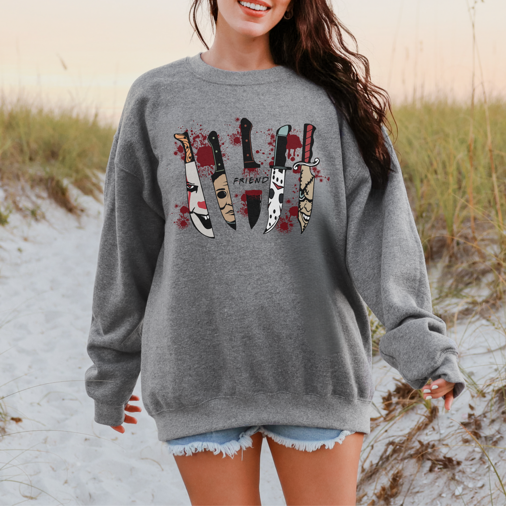 Vintage Horror Movie Night Sweatshirt – Cozy Halloween Crewneck for Spooky Season