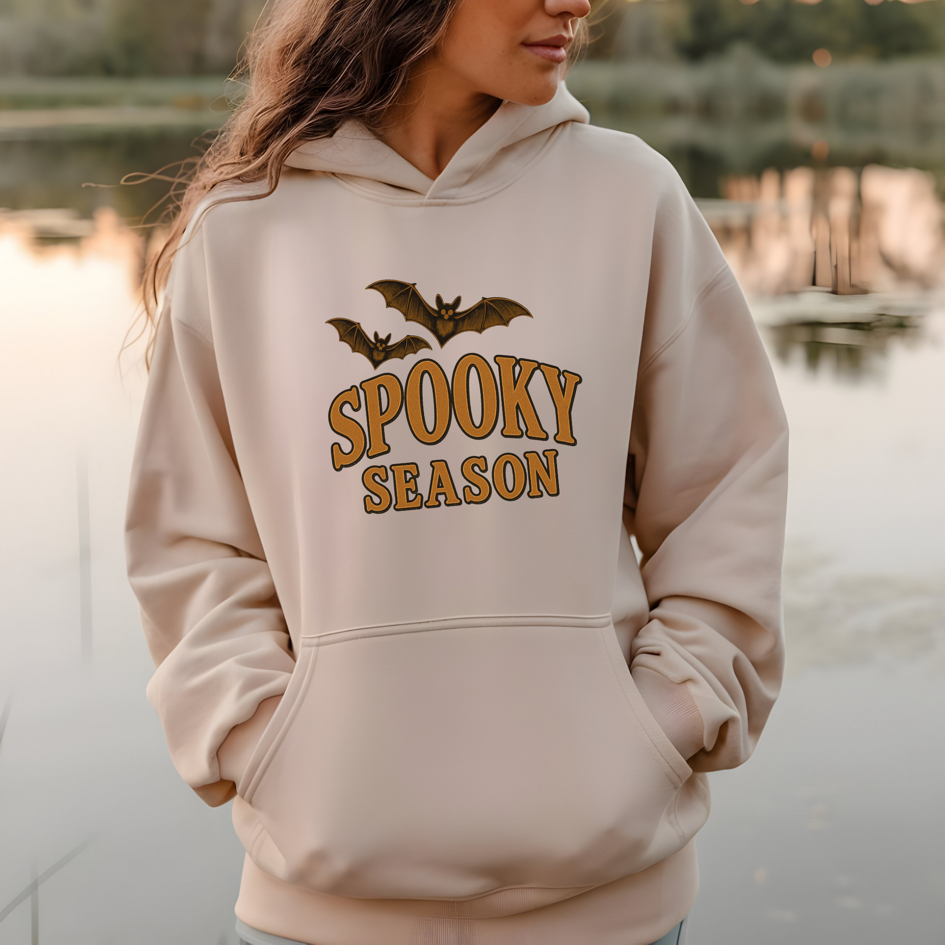 Cozy Spooky Season Hoodie with Ghost & Pumpkin Design, Halloween Gift, Unisex Sweatshirt, Fall Fashion, Pumpkin Spice Vibes, Coquette Halloween