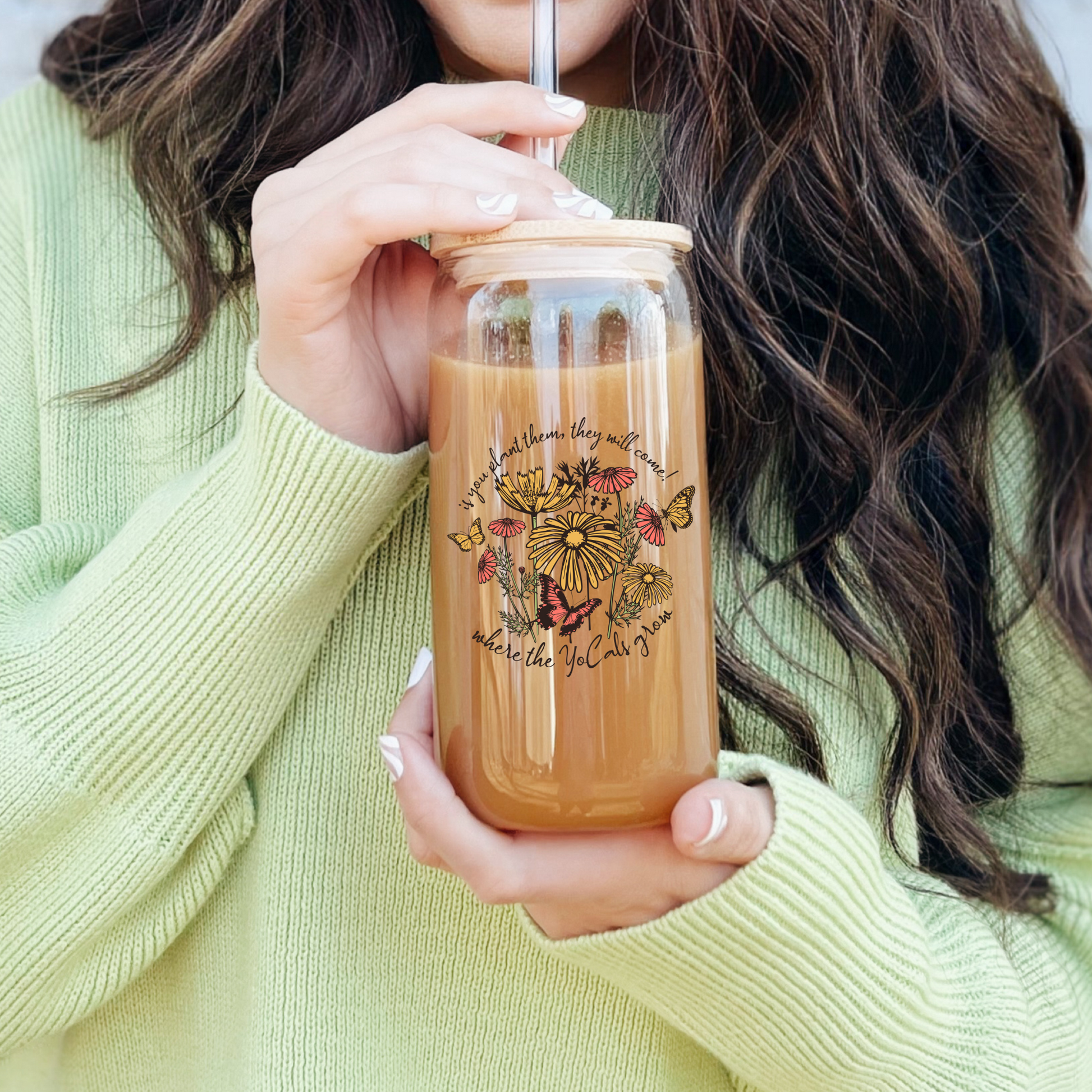 Where The YoCals Grow Sipper Glass - Boho Gardening Design
