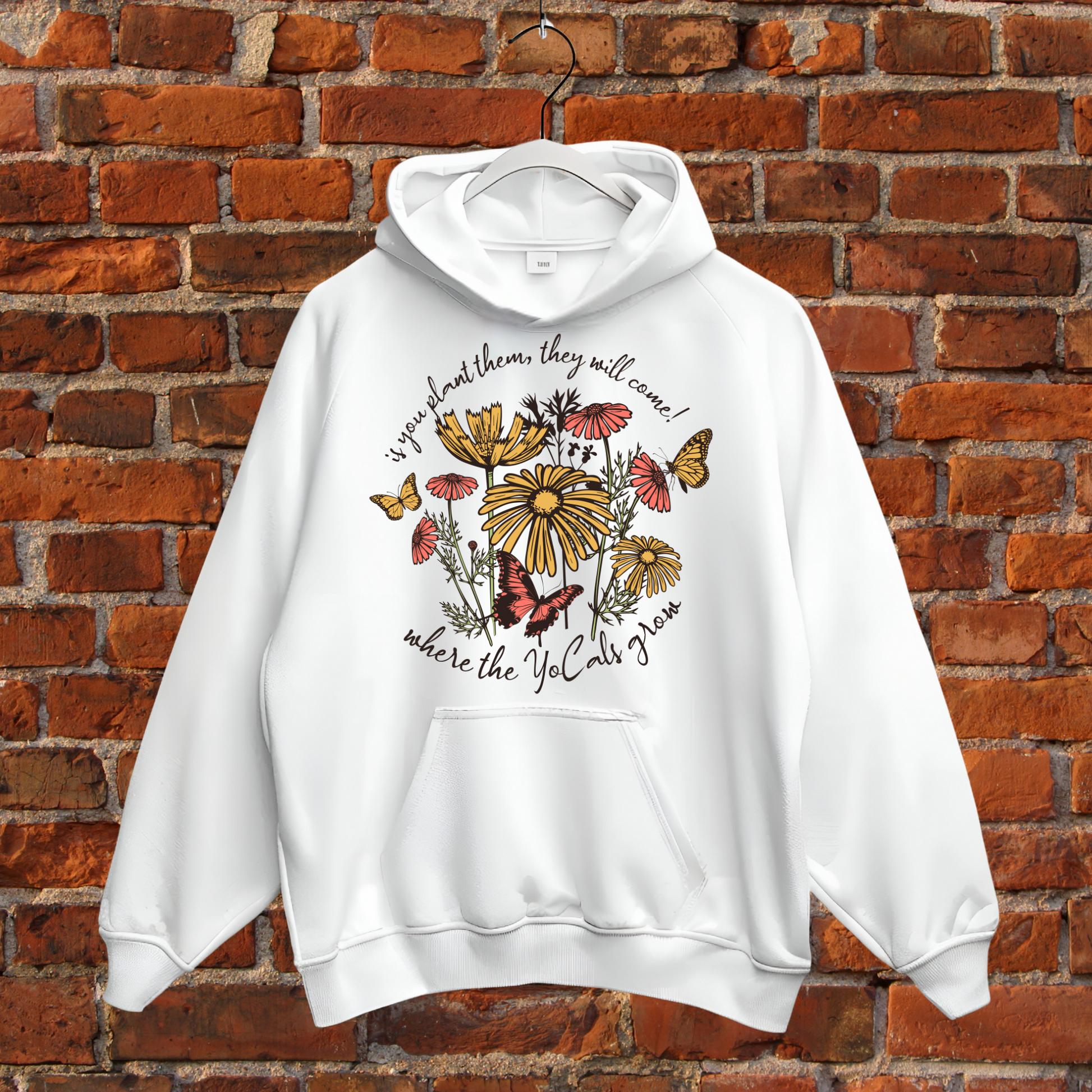 Boho Wildflower Butterfly Hooded Sweatshirt - Where the YoCals Grow Exclusive Merchandise
