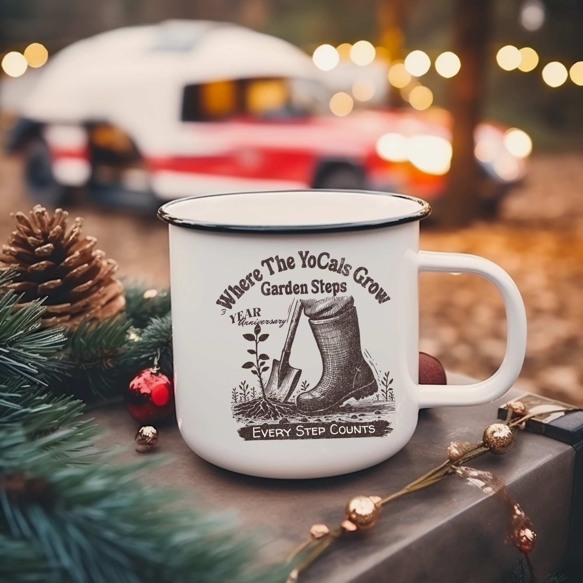 Enamel Camp Cup - Where The YoCals Grow 3 Year Anniversary Outdoor Camping Coffee Mug