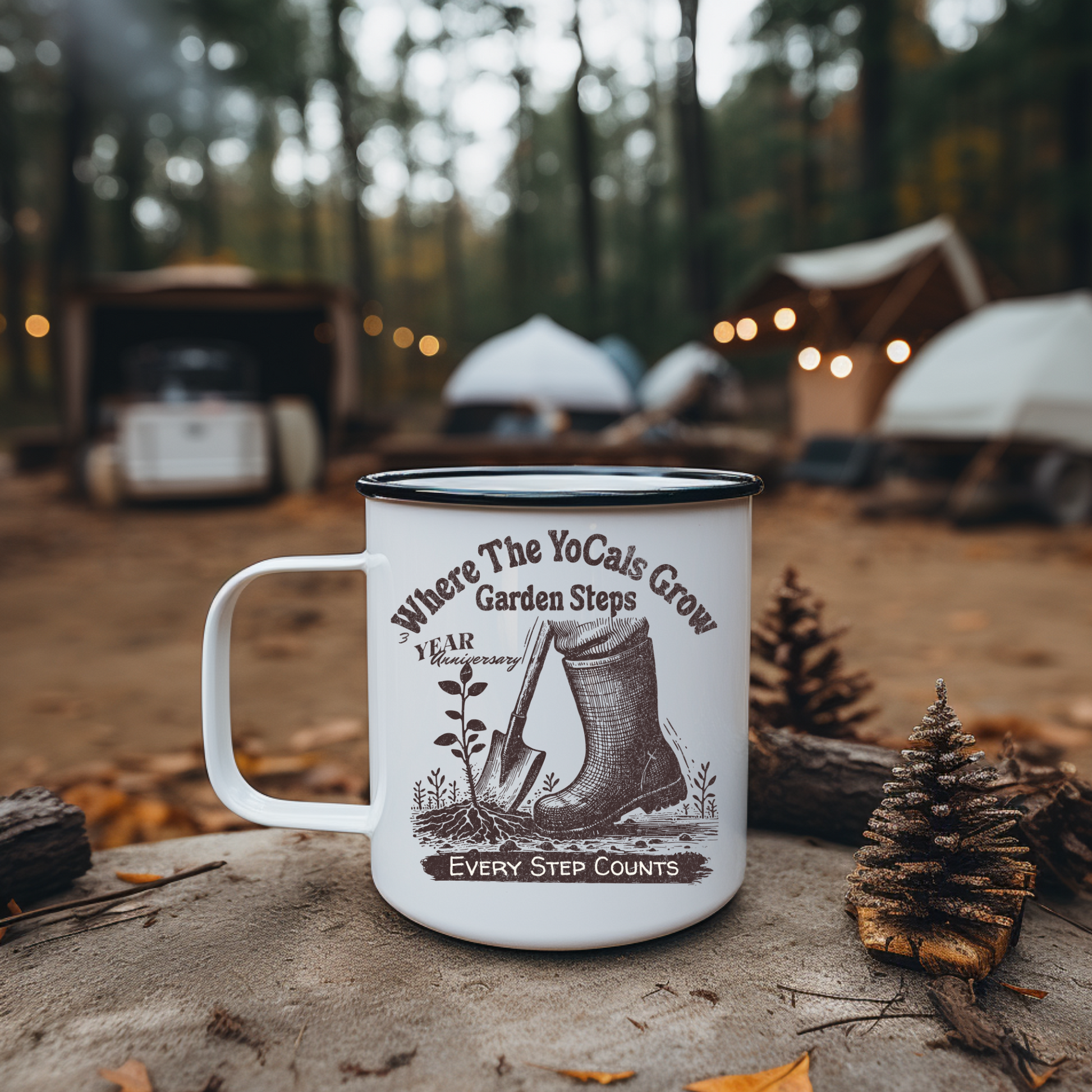 Enamel Camp Cup - Where The YoCals Grow 3 Year Anniversary Outdoor Camping Coffee Mug