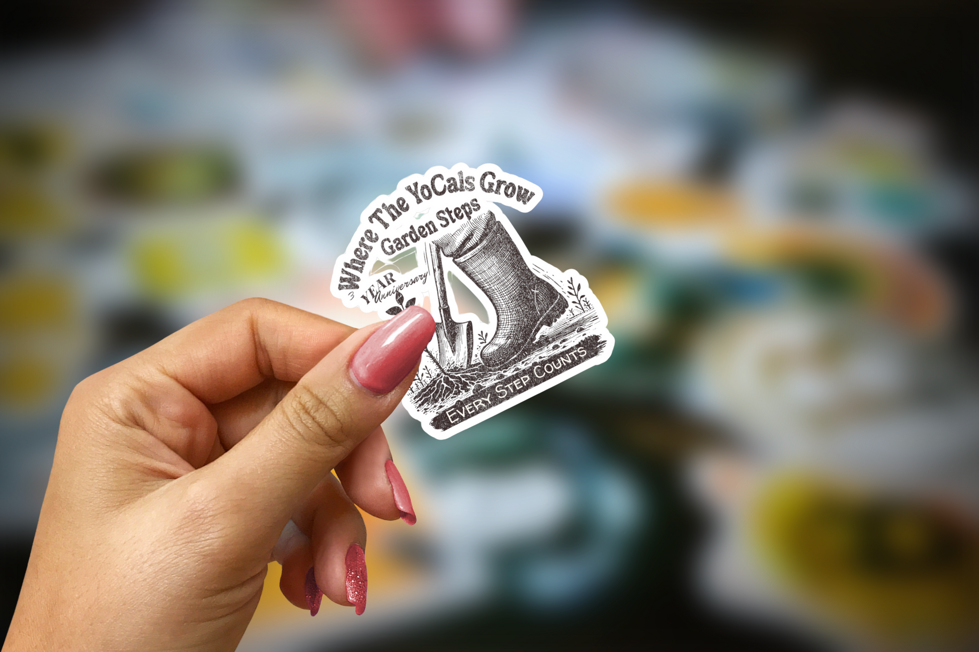 Vinyl Decal - Where The YoCals Grow 3rd Anniversary 'Garden Steps, Every Step Counts'