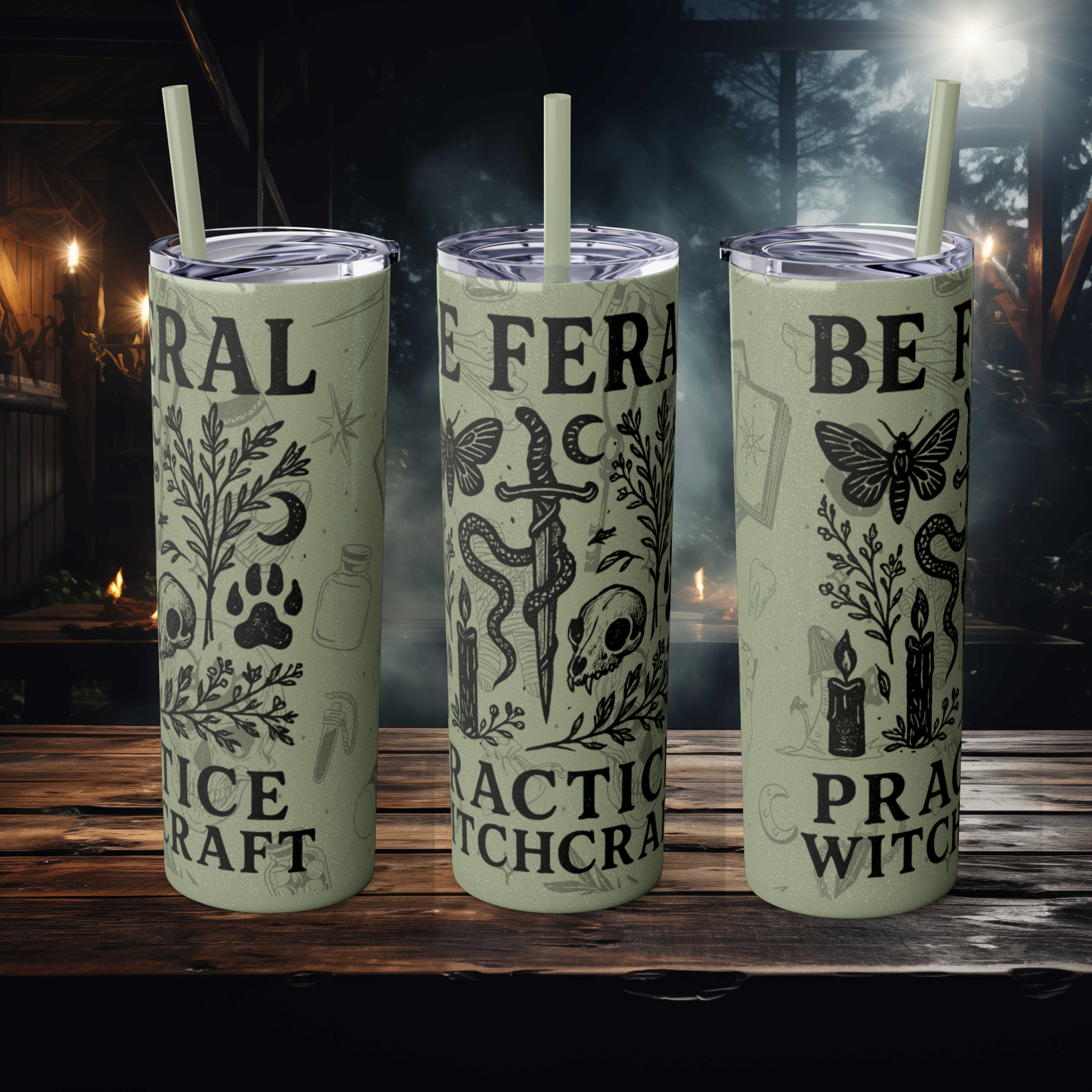 Mystical Witchcraft Tumbler, 20oz Skinny Tumbler, Be Fearless Drinkware, Gifts for Witches, Spooky Home Decor, Spiritual Mugs