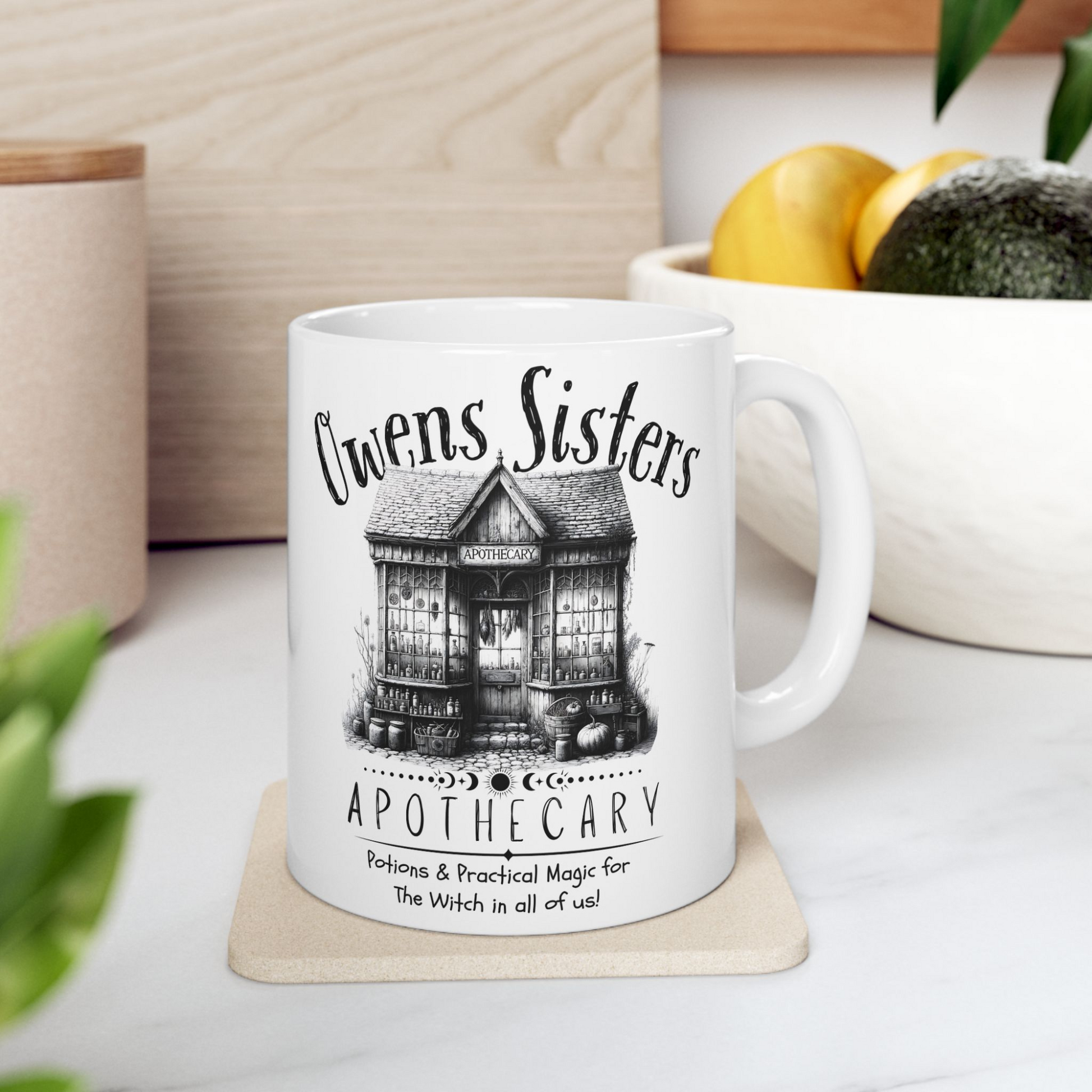 Practically Magical Apothecary Mug – Owens Sisters Herb Shop Halloween Mug | Witchy Fall Ceramic Mug 11oz 15oz