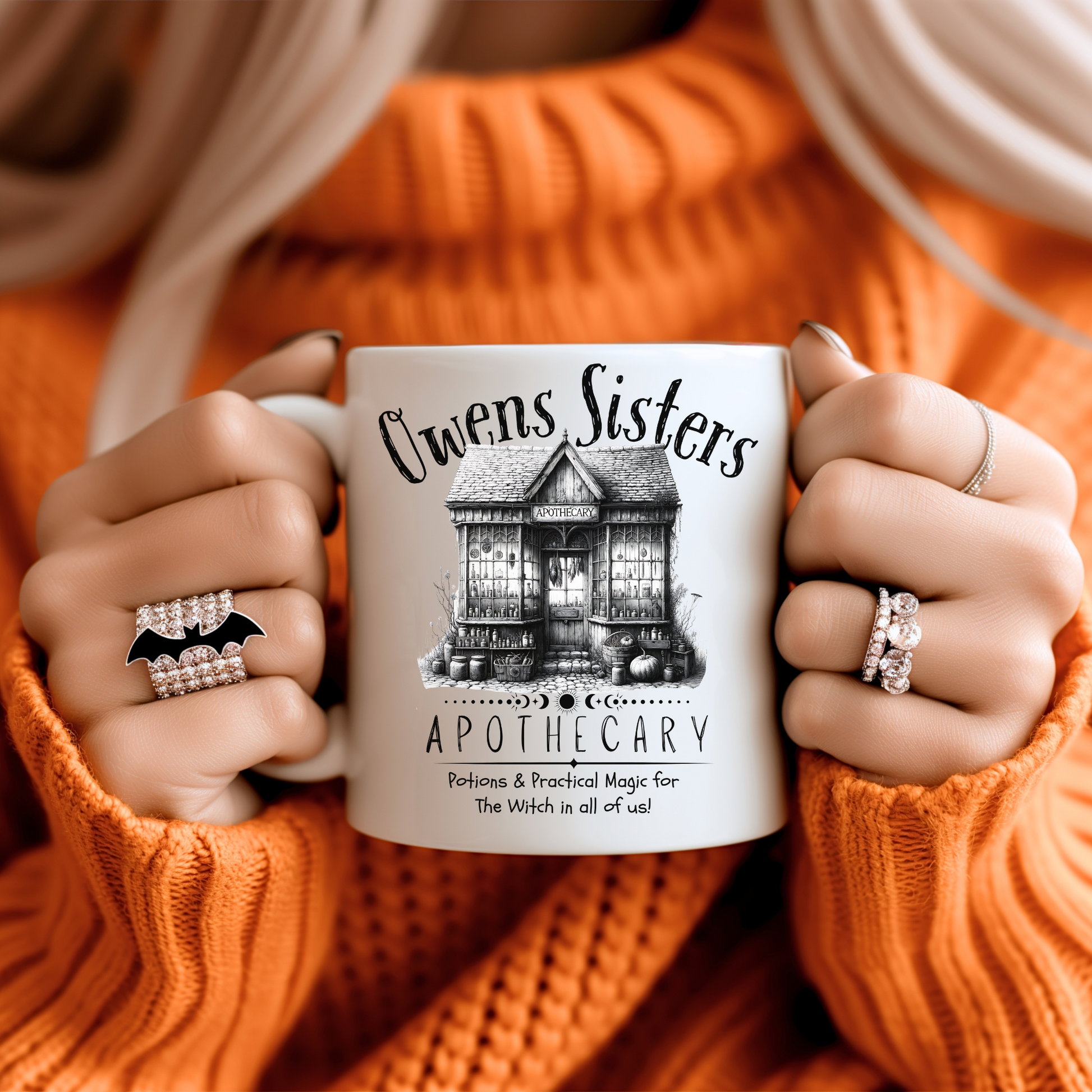 Practically Magical Apothecary Mug – Owens Sisters Herb Shop Halloween Mug | Witchy Fall Ceramic Mug 11oz 15oz