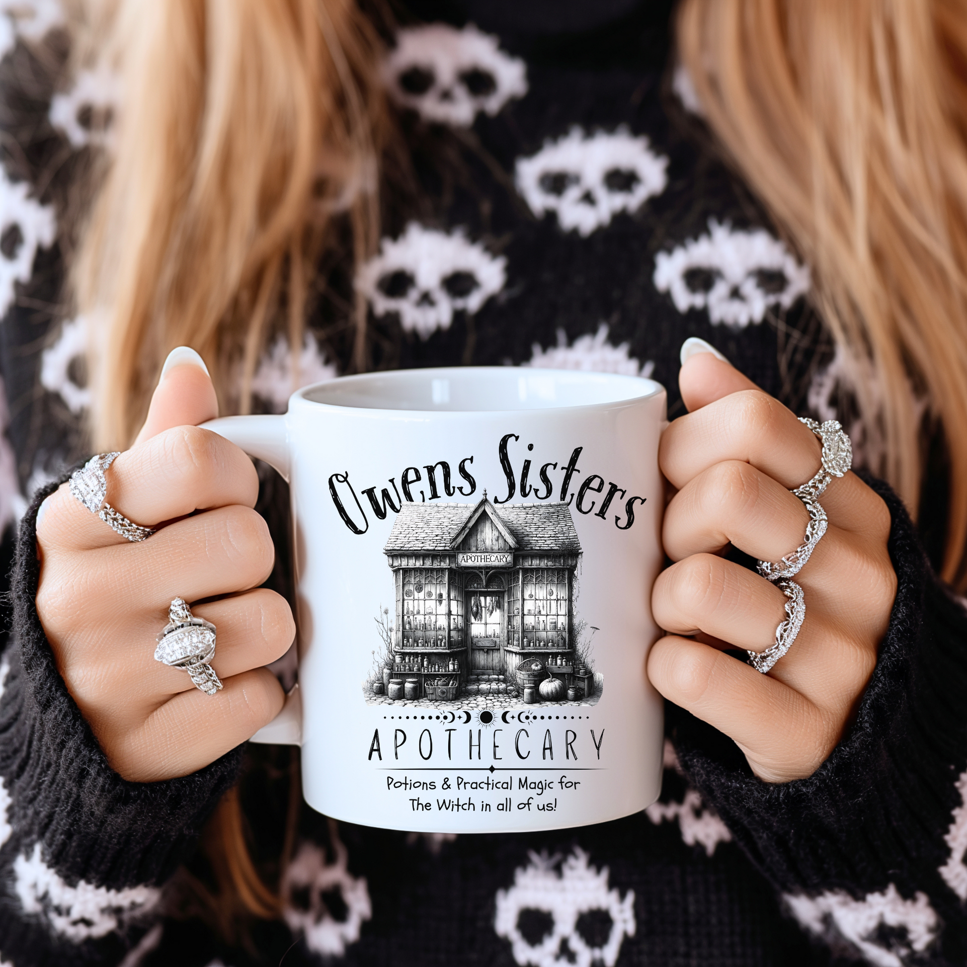 Practically Magical Apothecary Mug – Owens Sisters Herb Shop Halloween Mug | Witchy Fall Ceramic Mug 11oz 15oz