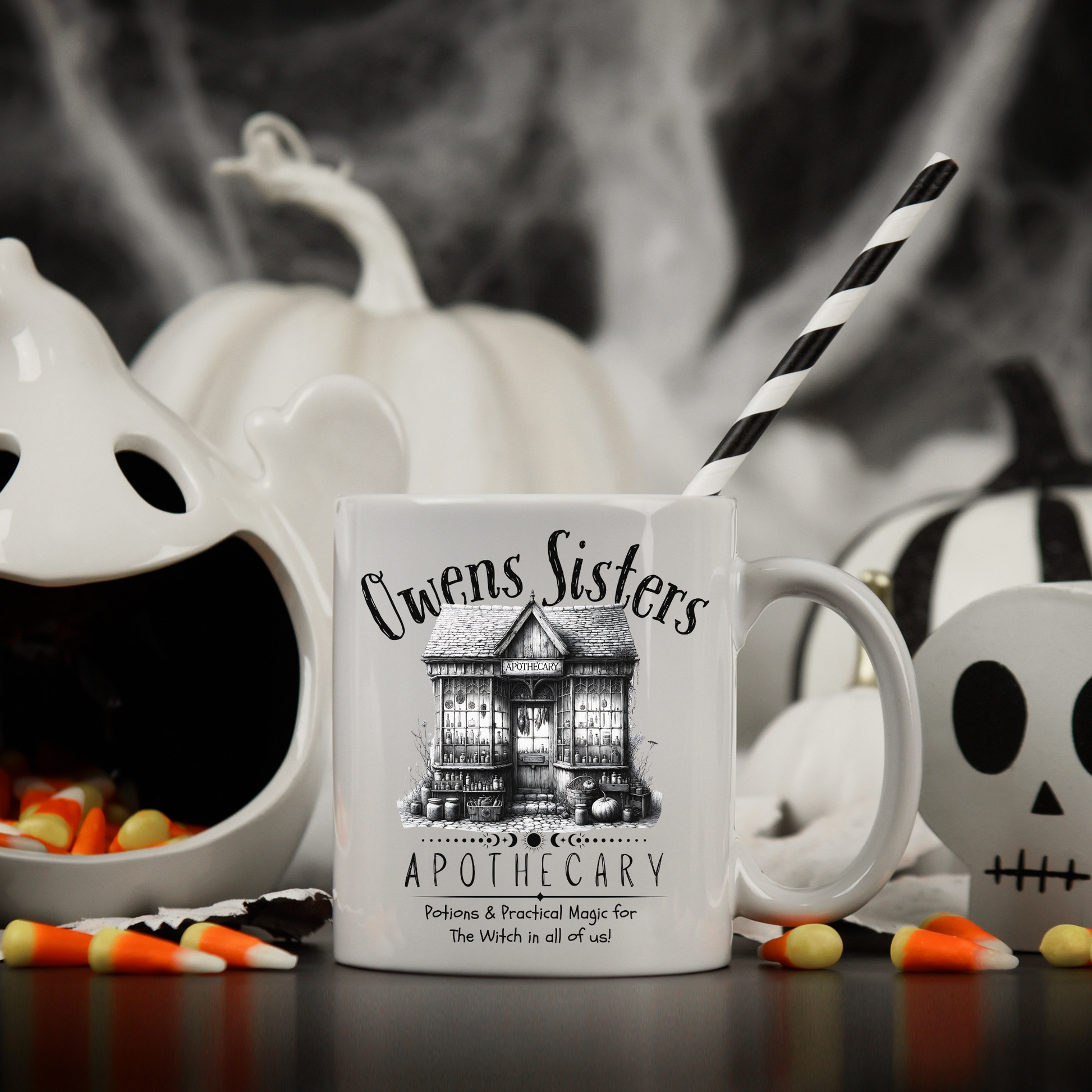 Practically Magical Apothecary Mug – Owens Sisters Herb Shop Halloween Mug | Witchy Fall Ceramic Mug 11oz 15oz