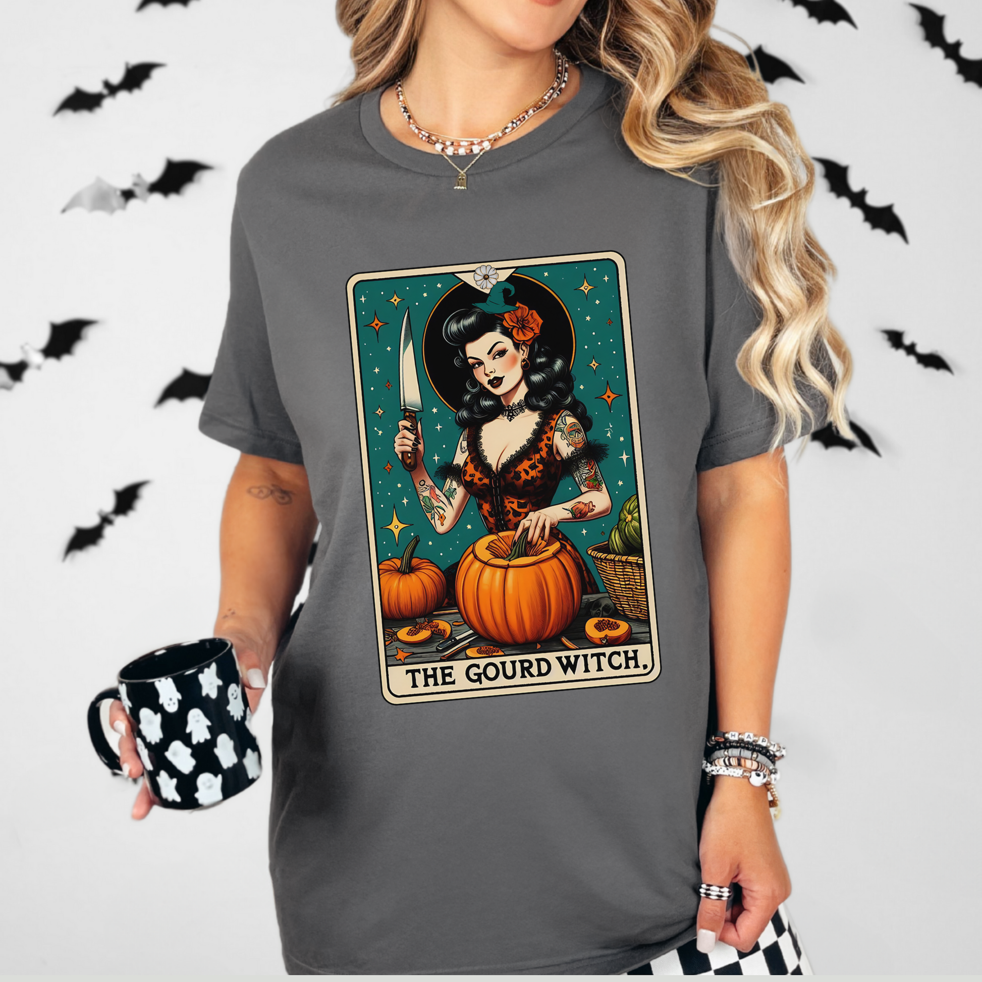 The Gourd Witch Tarot Tee – Fall Witchy Vibes + Halloween Tarot Card Shirt