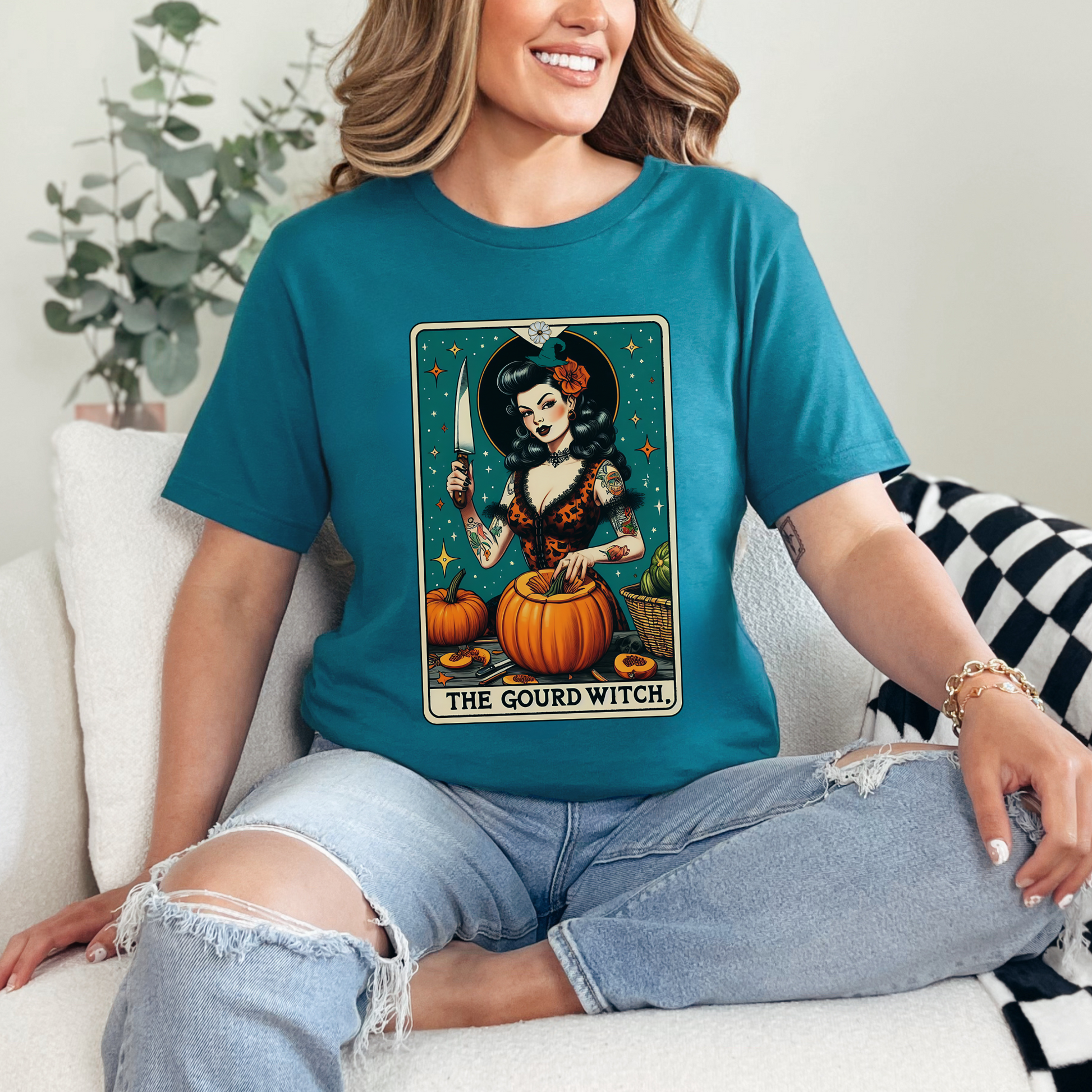 The Gourd Witch Tarot Tee – Fall Witchy Vibes + Halloween Tarot Card Shirt