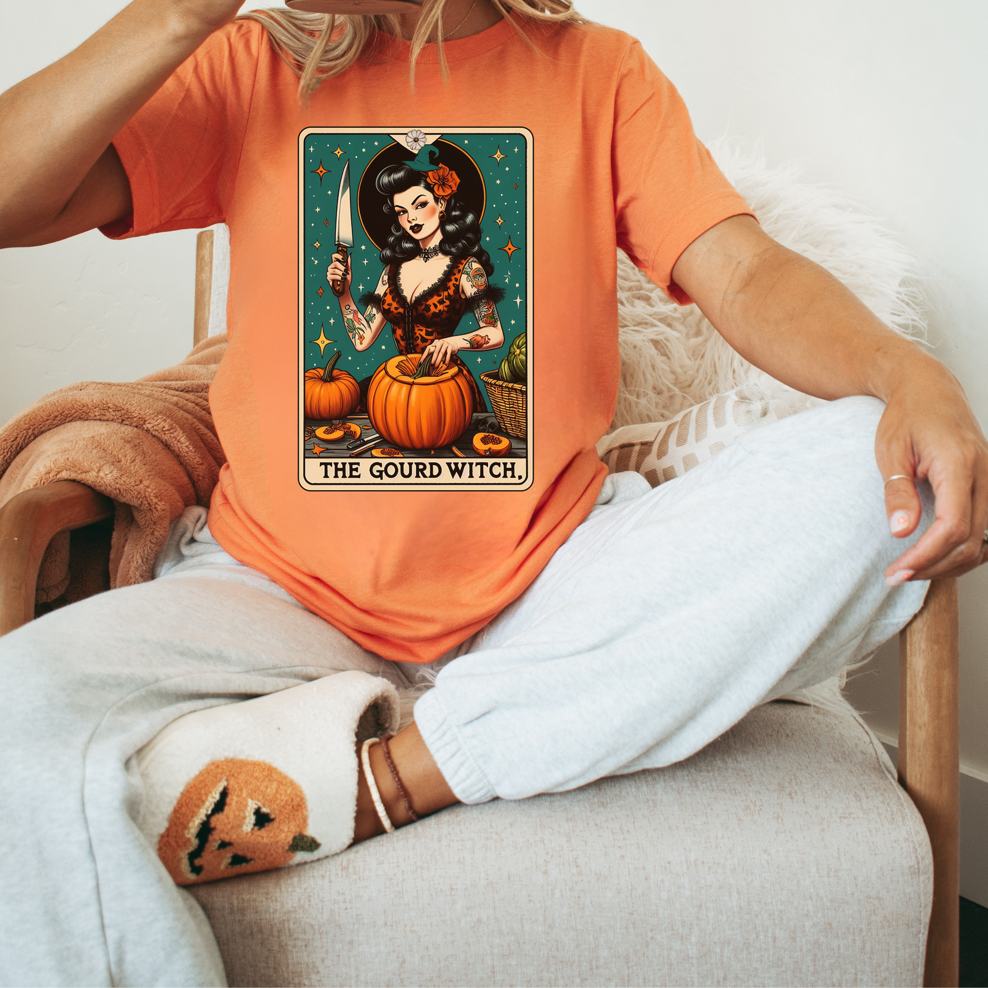 The Gourd Witch Tarot Tee – Fall Witchy Vibes + Halloween Tarot Card Shirt