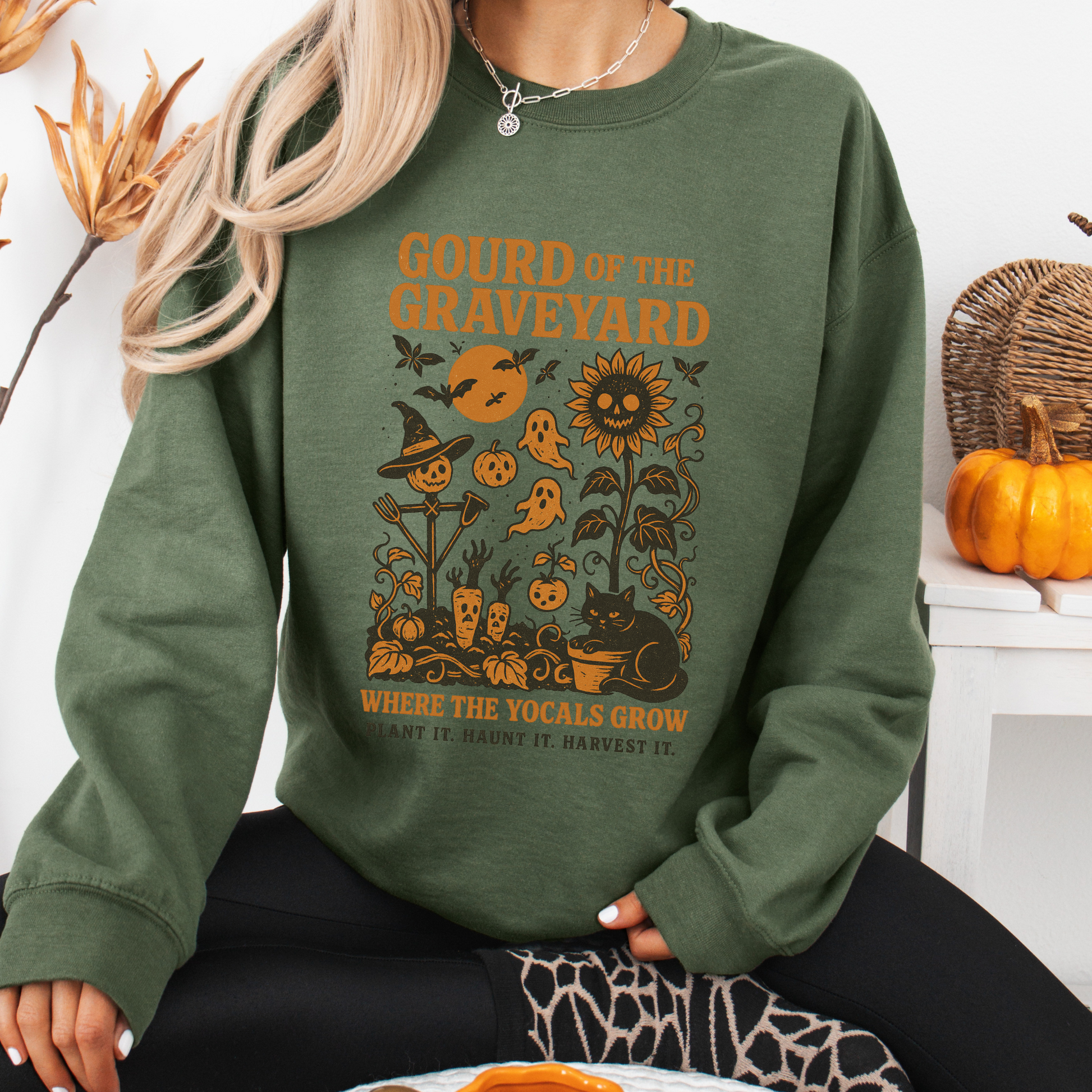 Gourd of the Graveyard Sweatshirt – Funny Halloween Garden Crewneck | Spooky Fall Harvest | Where the YoCals Grow