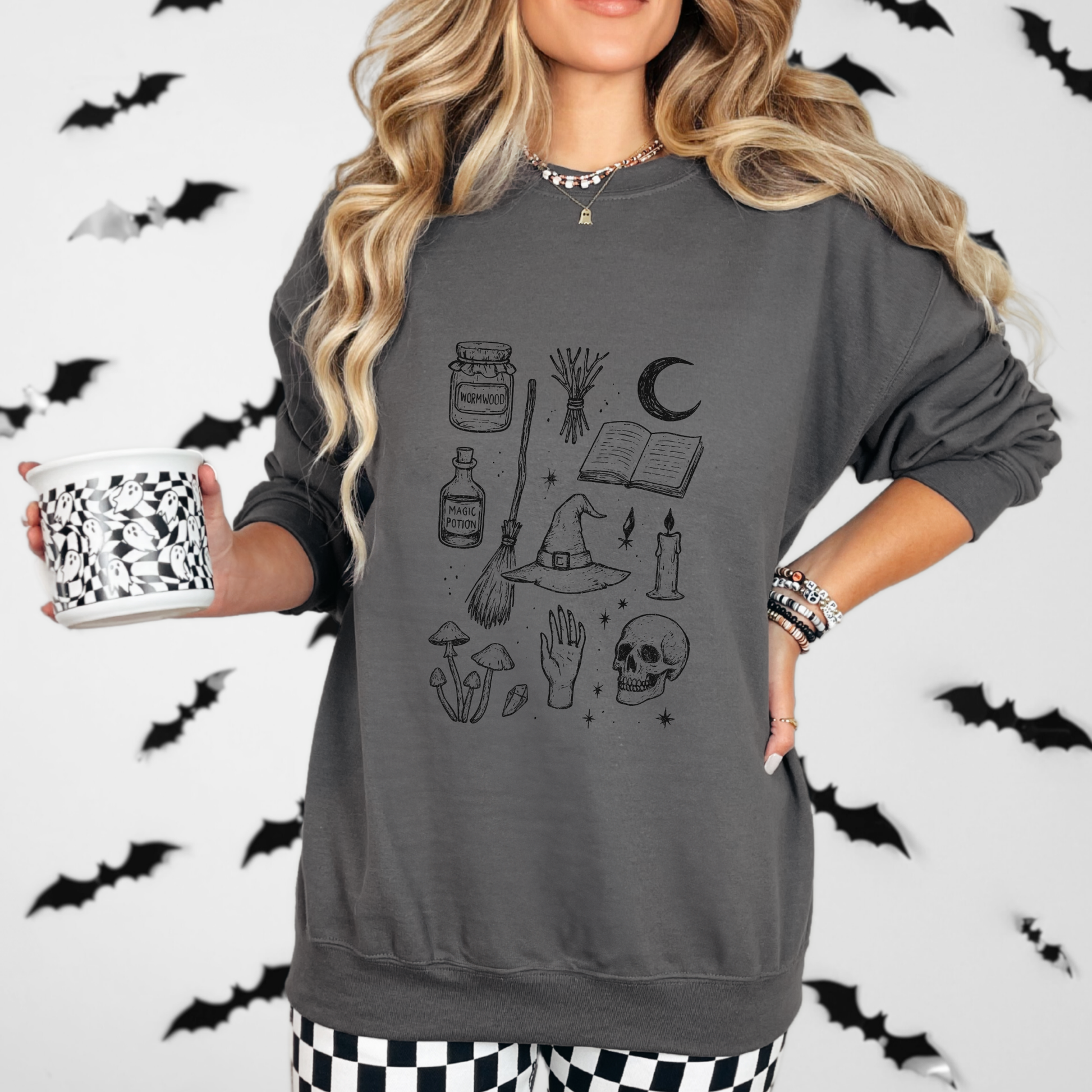 Witchs Apothecary Doodle Sweatshirt, Spooky Fall Crewneck for Cottagecore and Witchcore Vibes