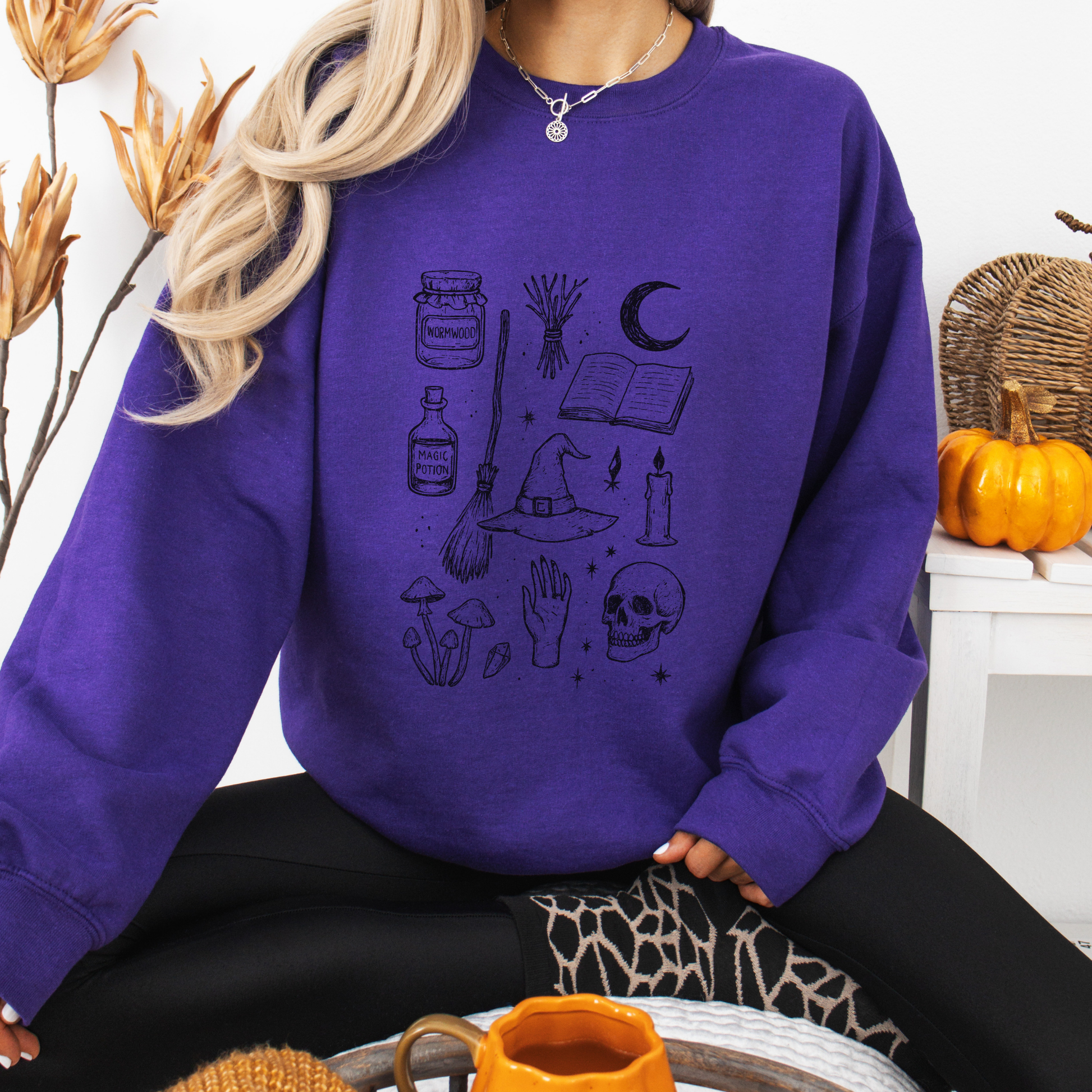 Witchs Apothecary Doodle Sweatshirt, Spooky Fall Crewneck for Cottagecore and Witchcore Vibes