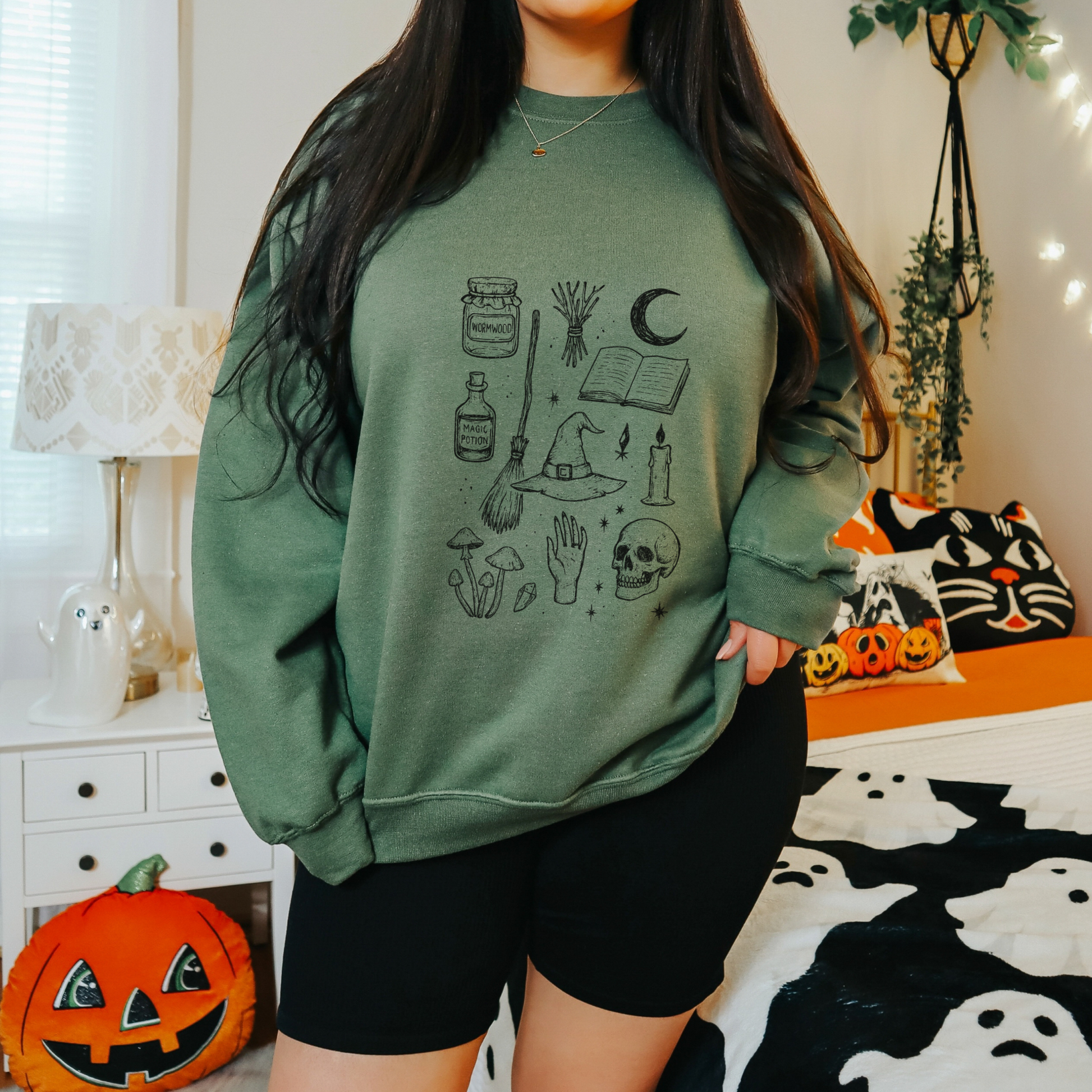 Witchs Apothecary Doodle Sweatshirt, Spooky Fall Crewneck for Cottagecore and Witchcore Vibes