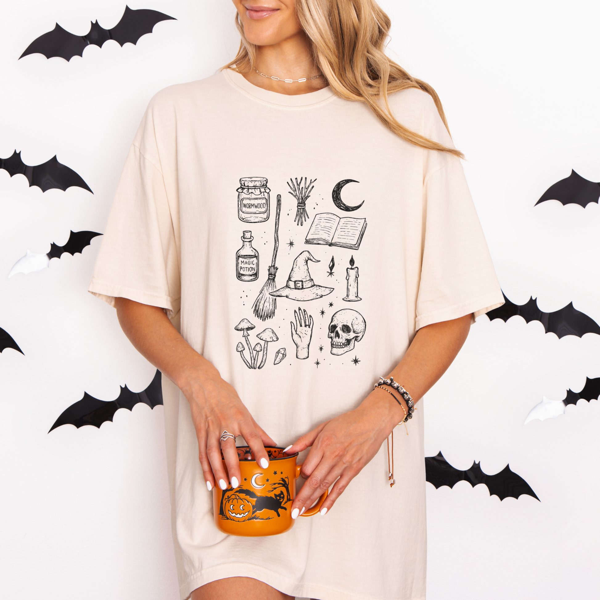 Witch Apothecary Doodle Shirt, Spooky Season Comfort Colors Tee for Cottagecore Witches